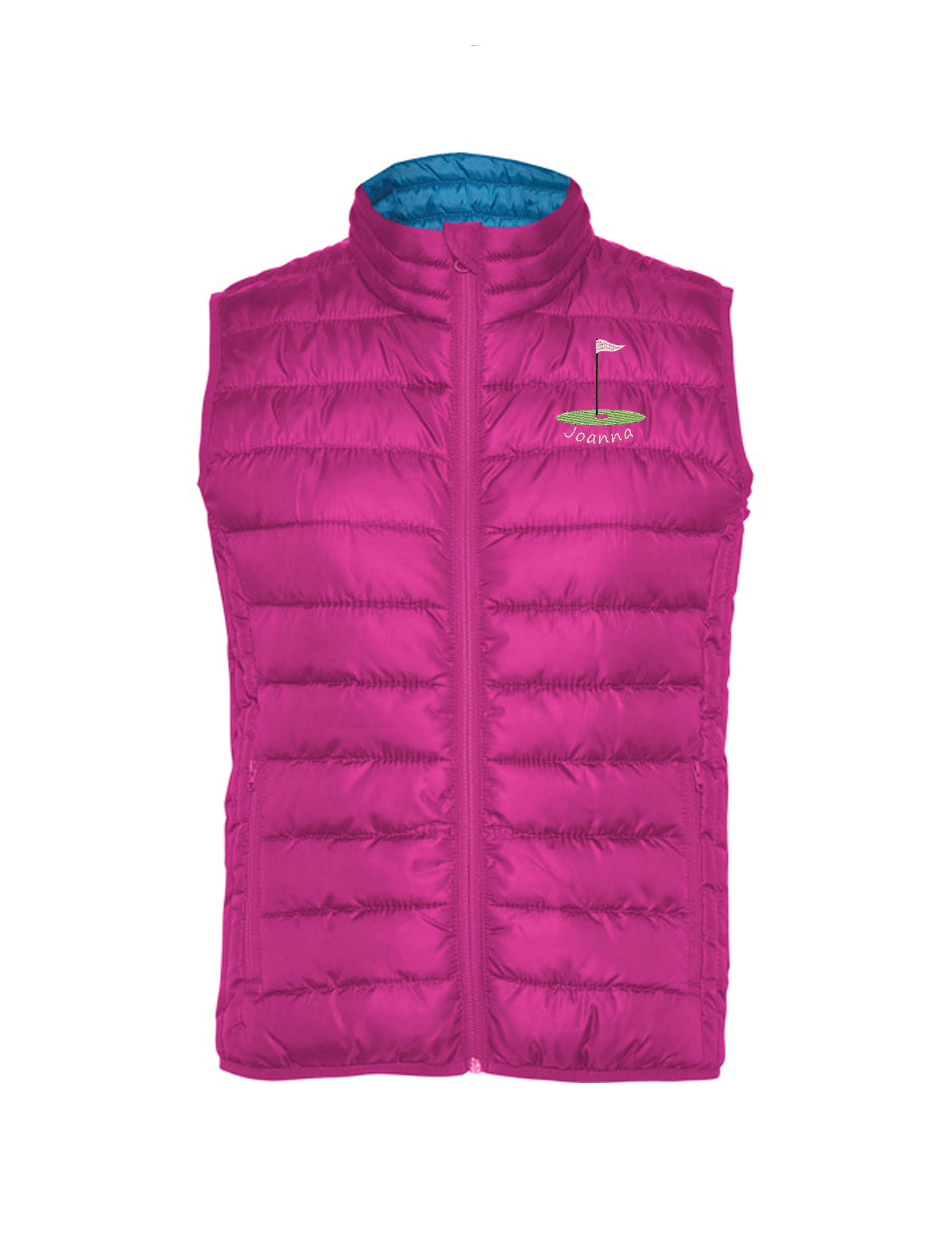 Golf Flag Design Women's Embroidered Feather Golf Gilet Hot Pink