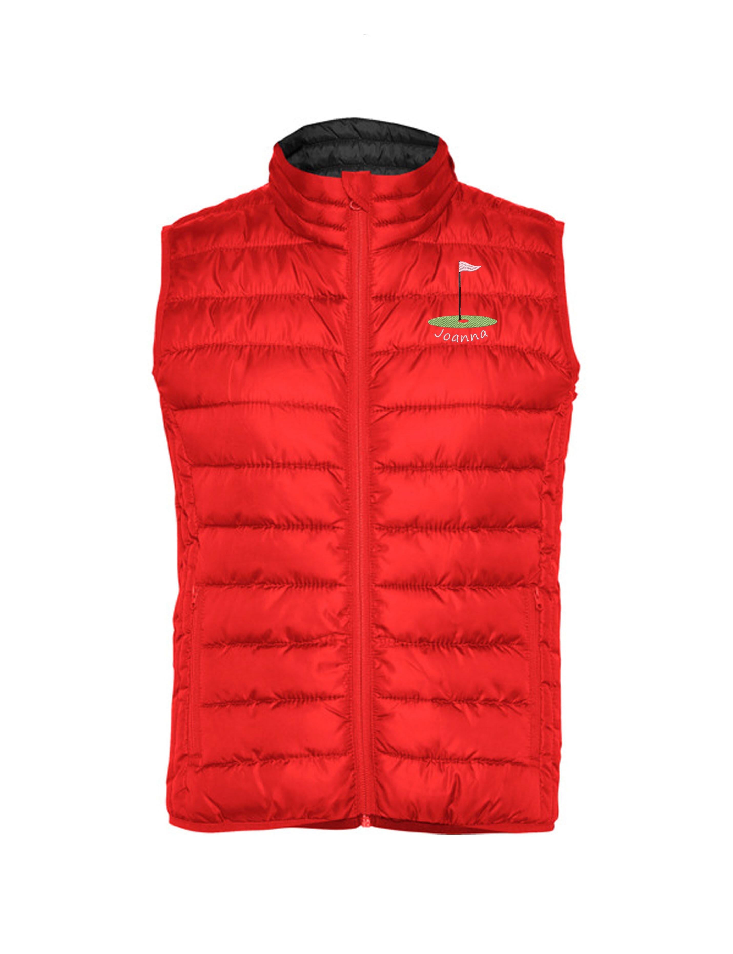 Golf Flag Design Women's Embroidered Feather Golf Gilet Red
