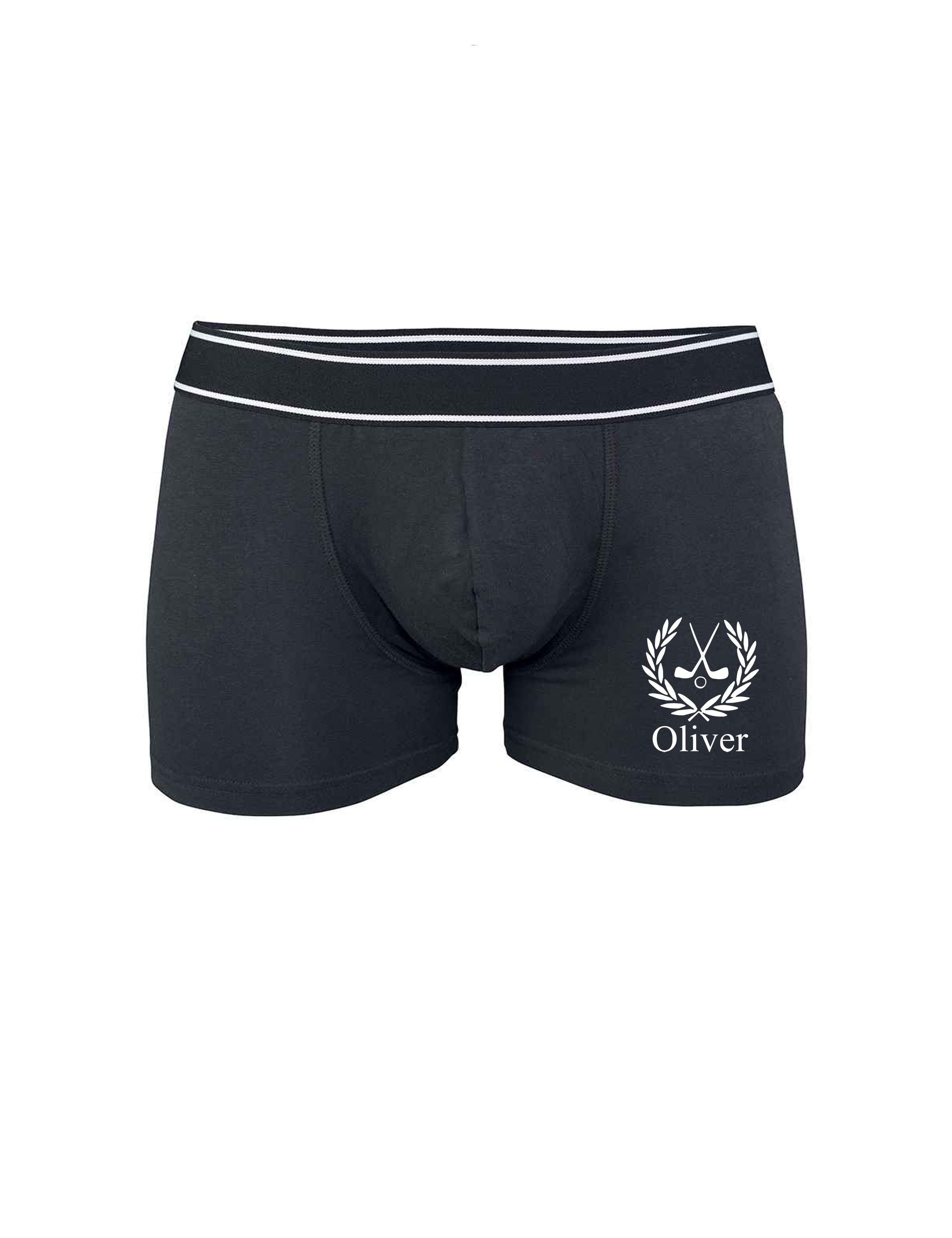 Personalised Printed Golf Boxer Shorts Black