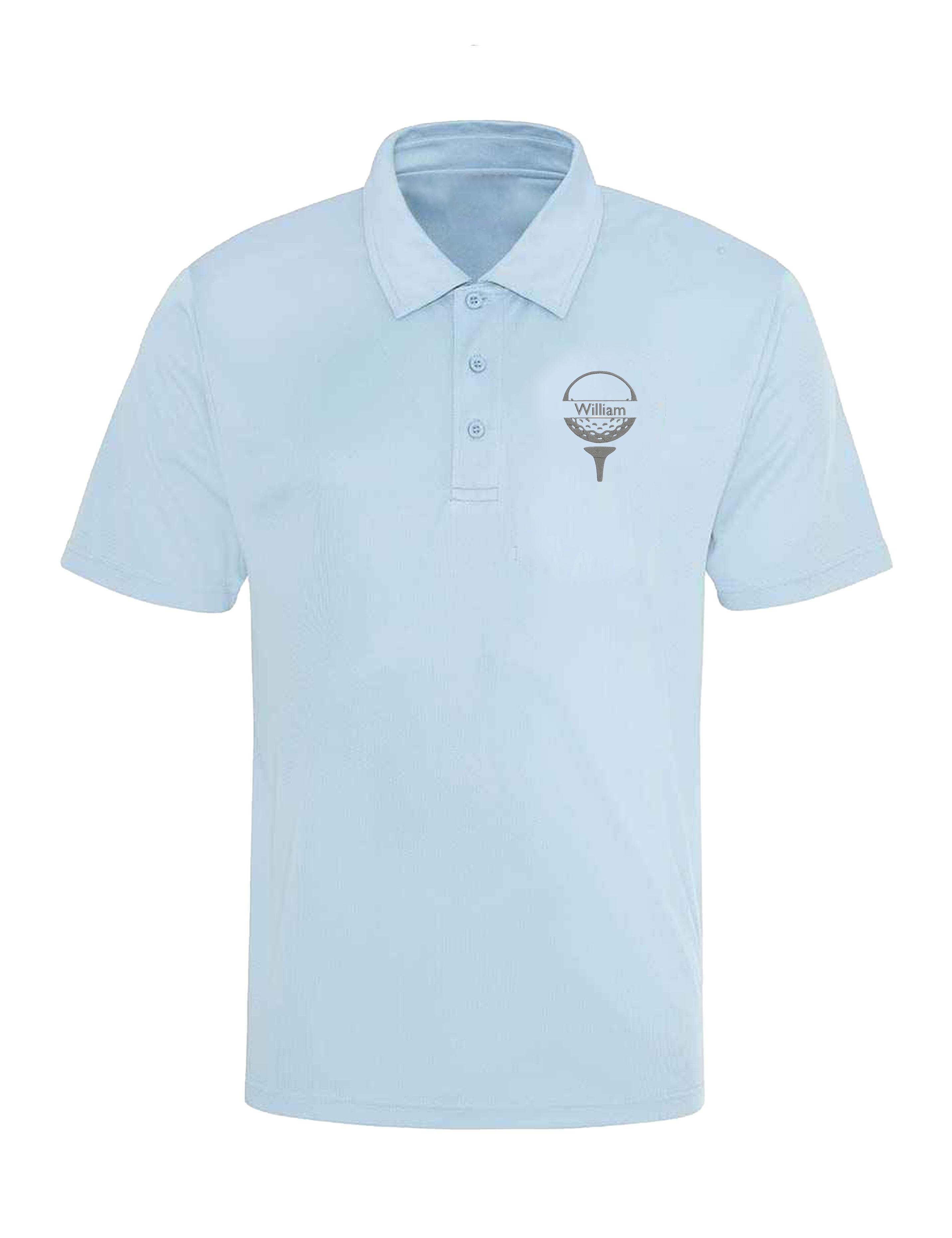 Golf Ball Design Dri-Fit Golf Polo Shirt Light Blue
