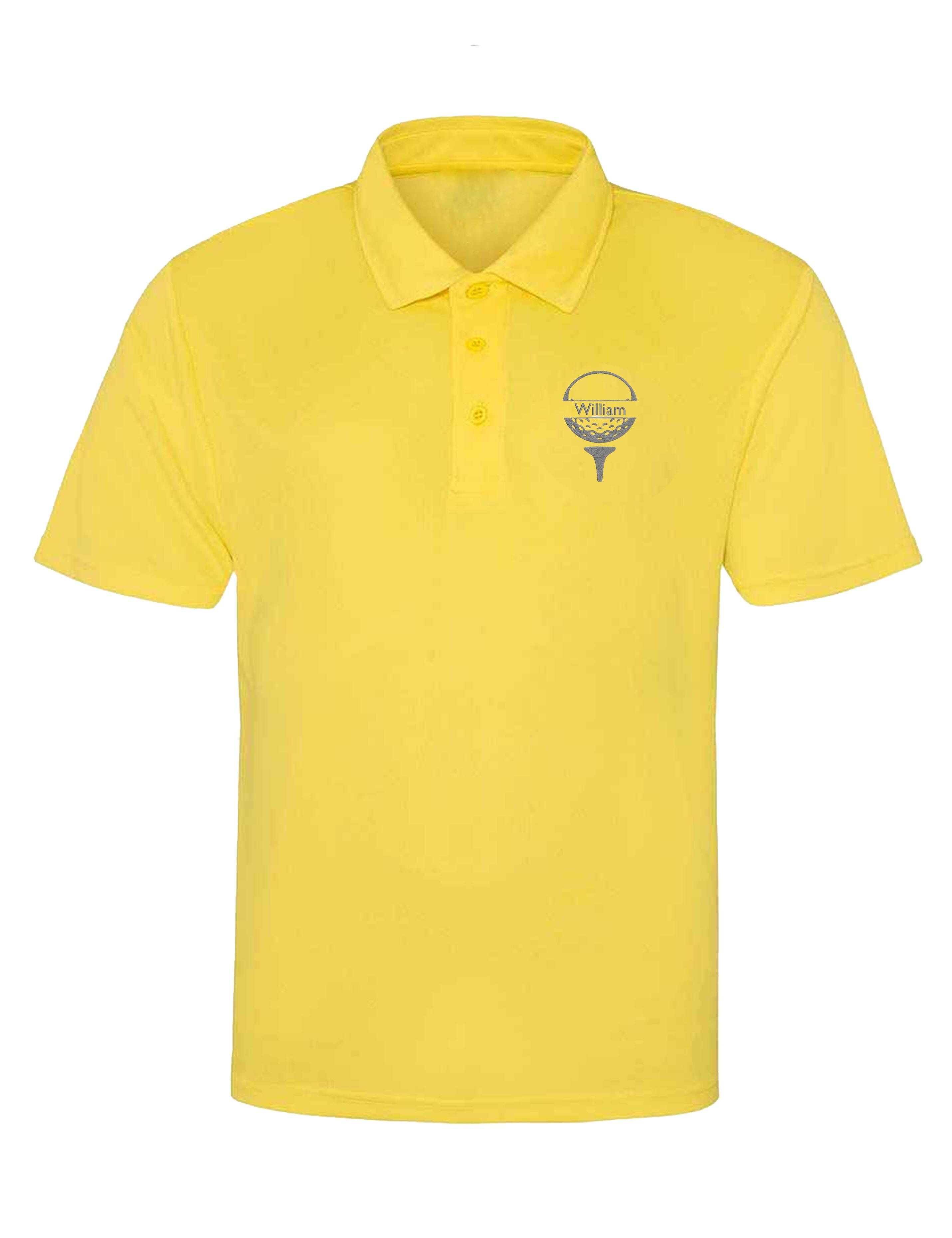 Golf Ball Design Dri-Fit Golf Polo Shirt Yellow
