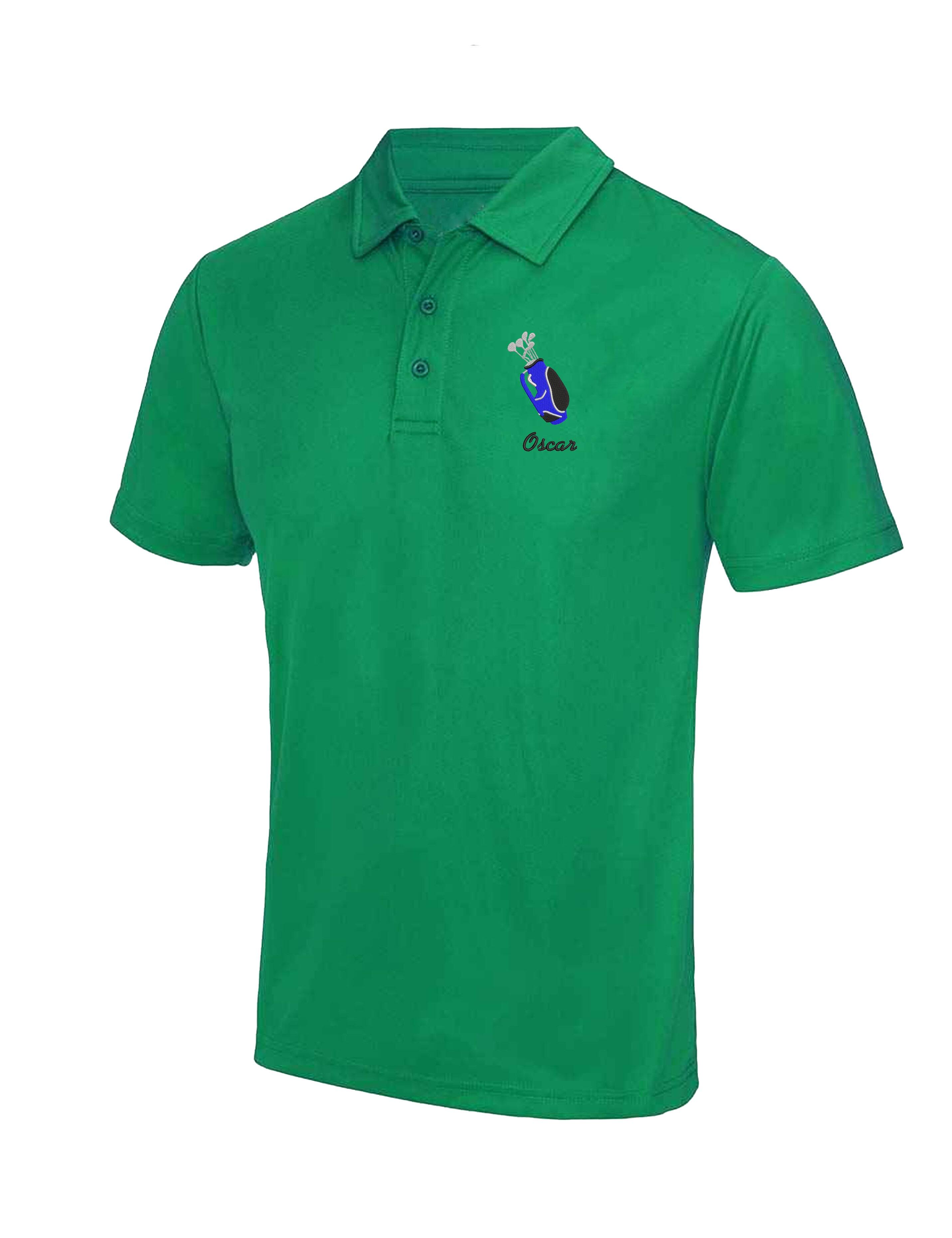 Golf Bag Design Dri-Fit Golf Polo Shirt Kelly Green