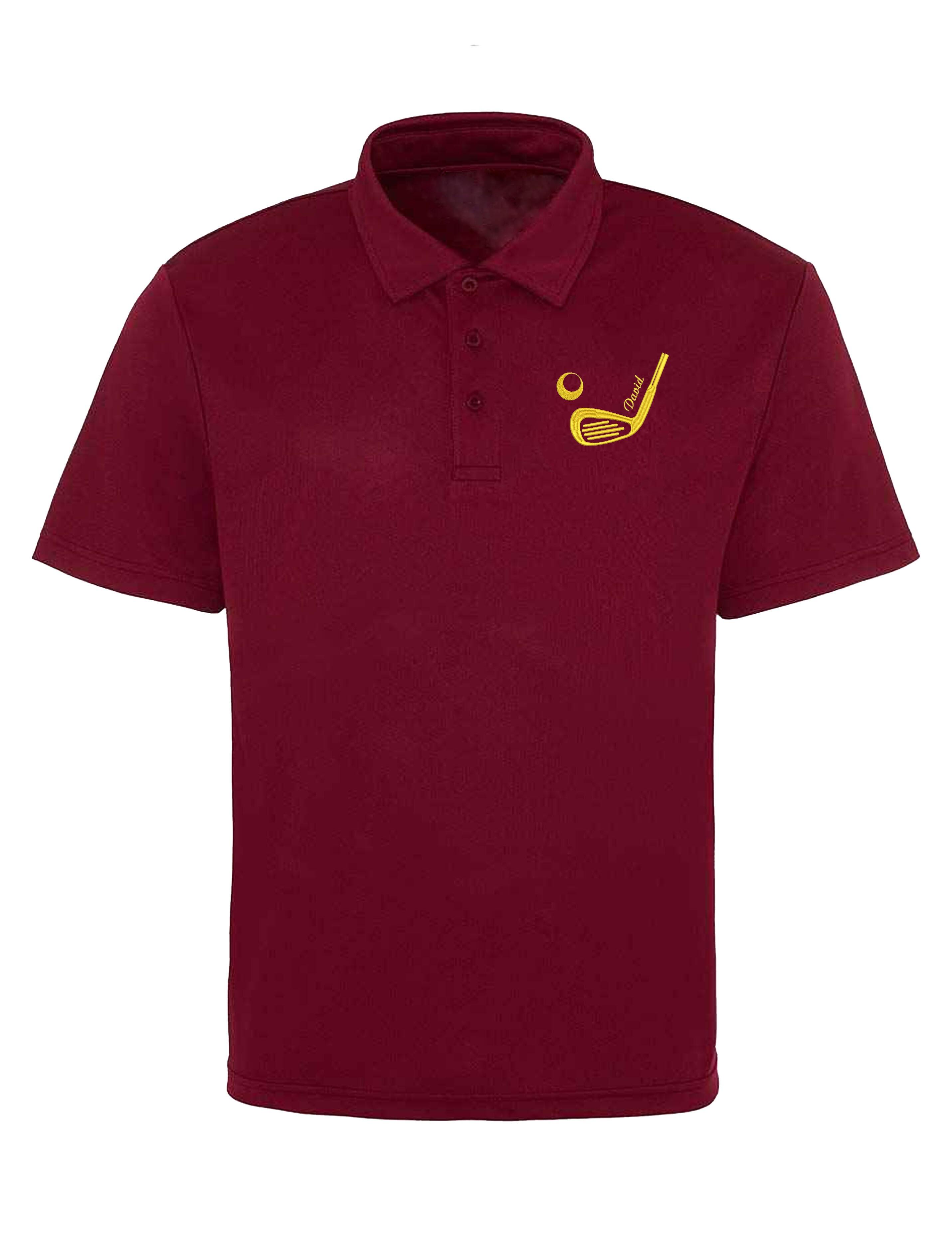 Golf Club Design Dri-Fit Golf Polo Shirt Burgundy