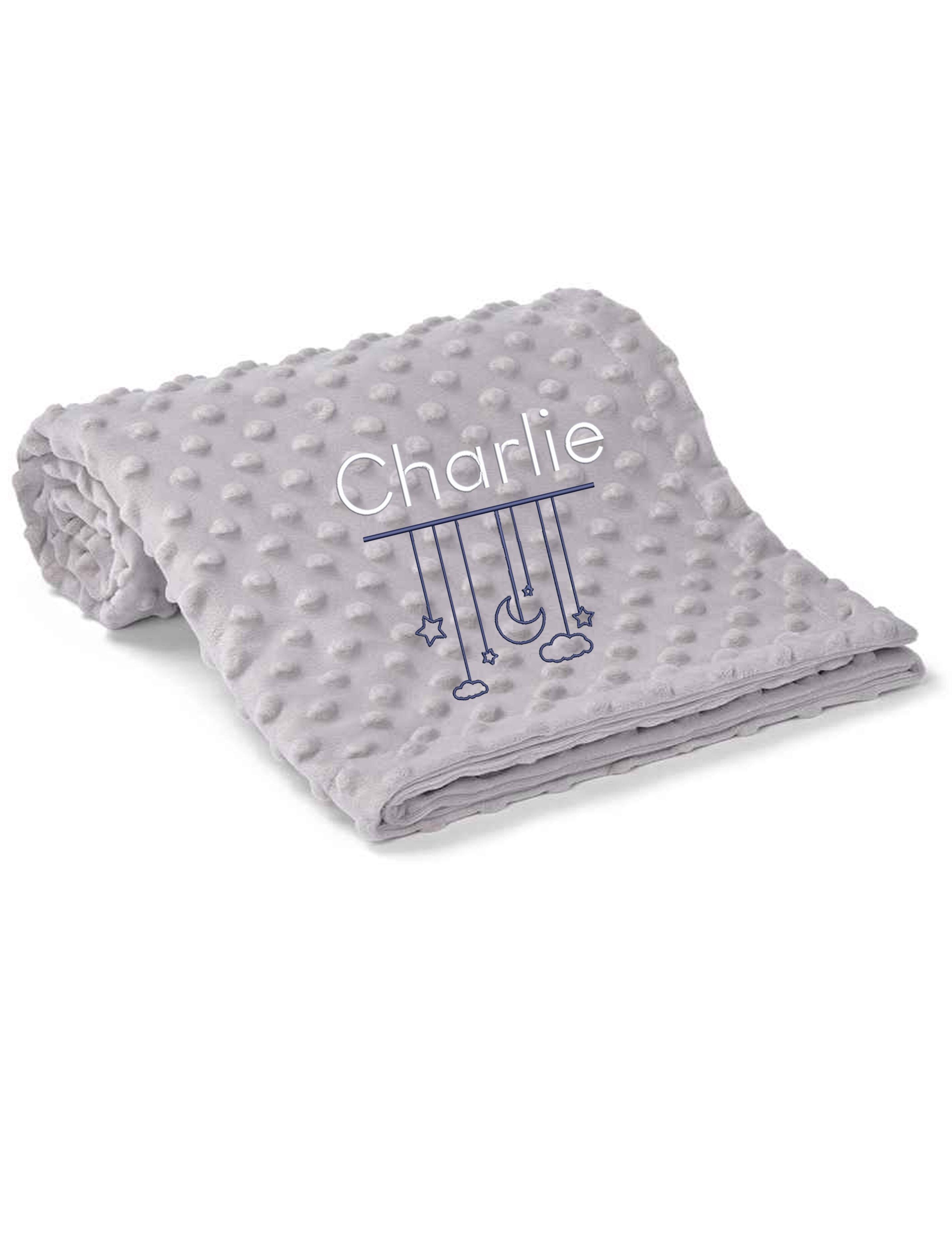 Personalised Kids Night Fleece Blanket Grey and name