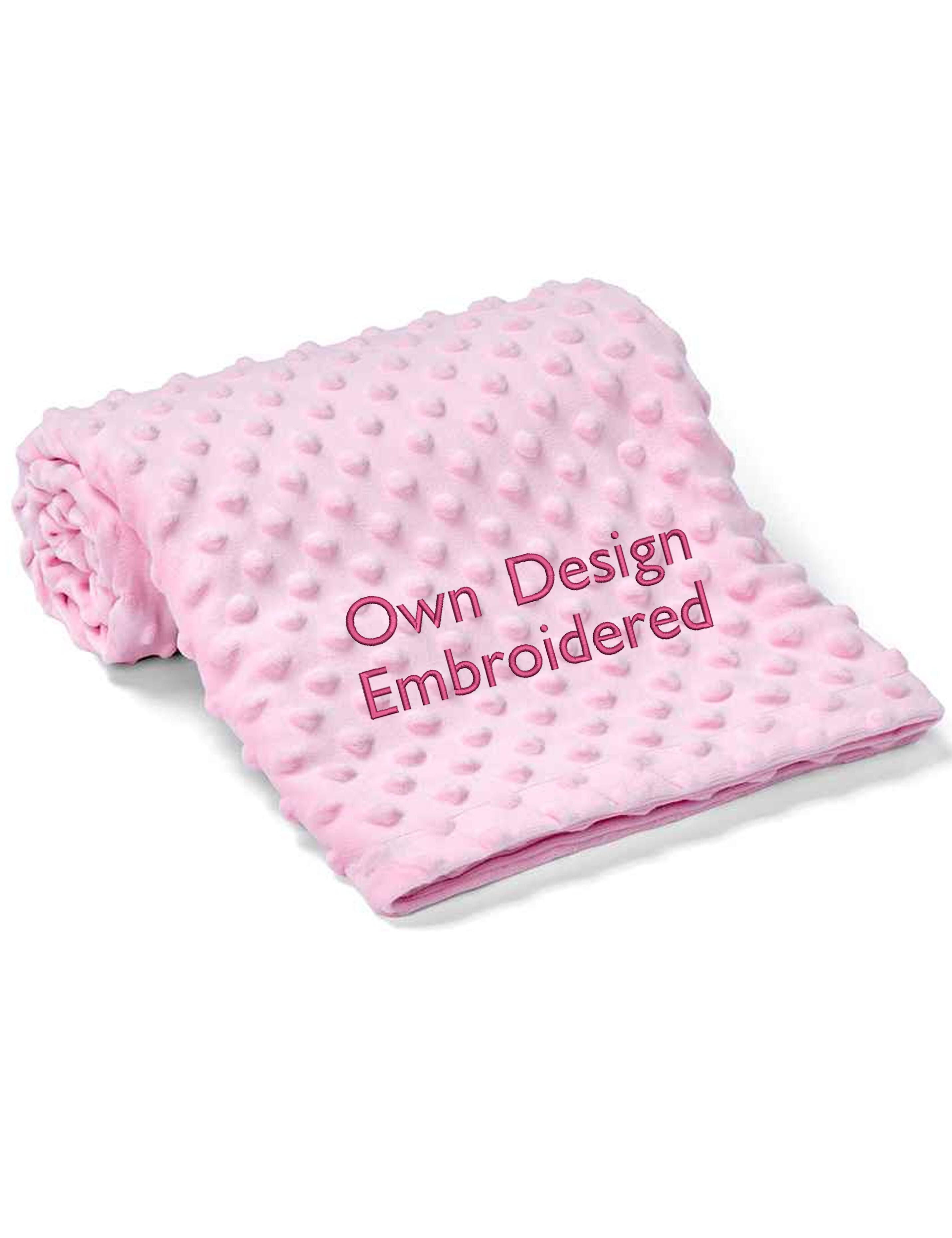Personalised Baby Fleece blanket pink embroidered