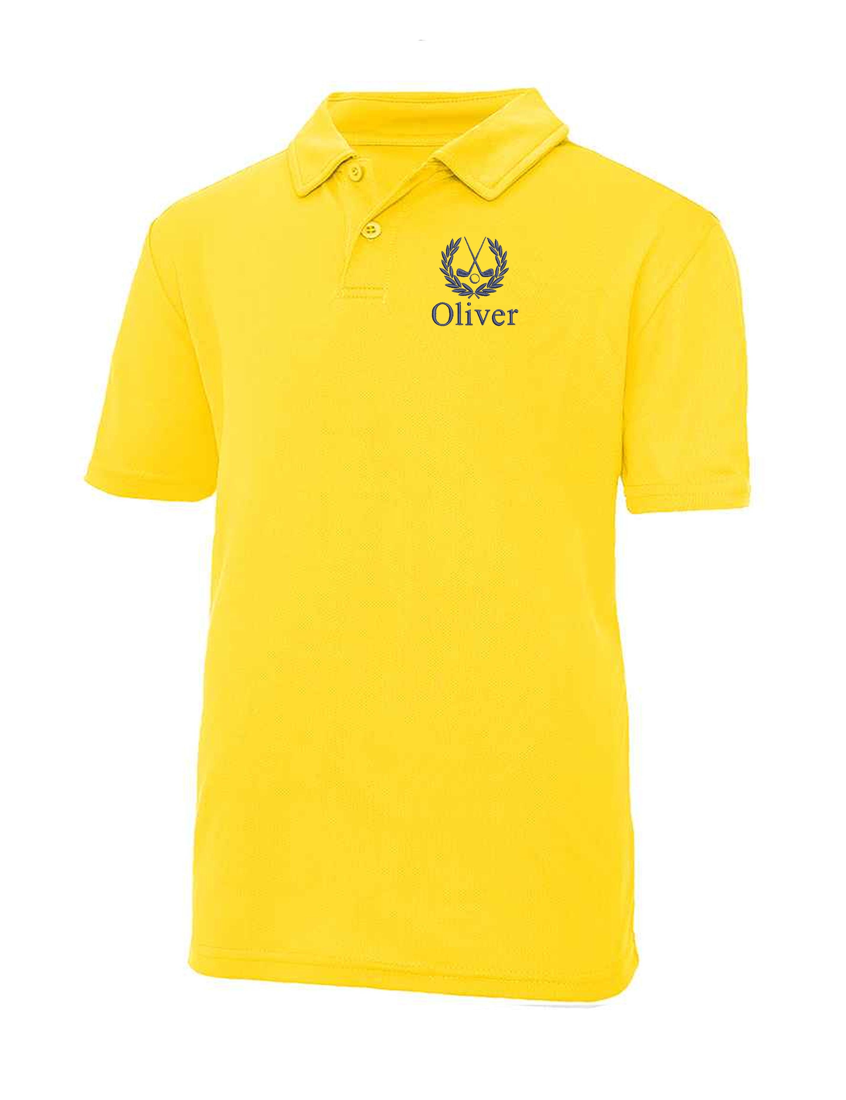 Embroidered Dri-Fit Kids Golf Polo Shirt Yellow