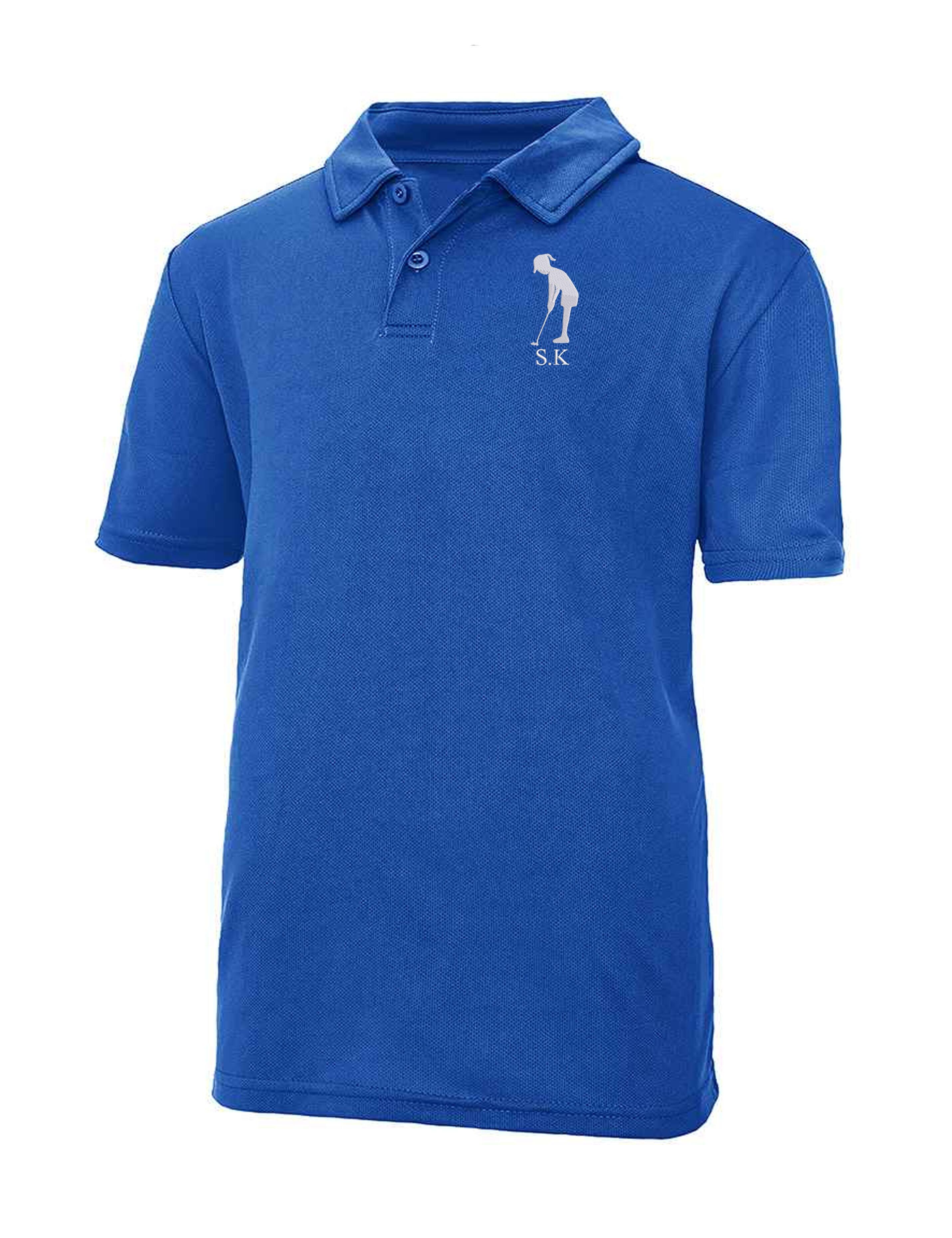 Girls Design Dri-Fit Kids Golf Polo Shirt Royal Blue
