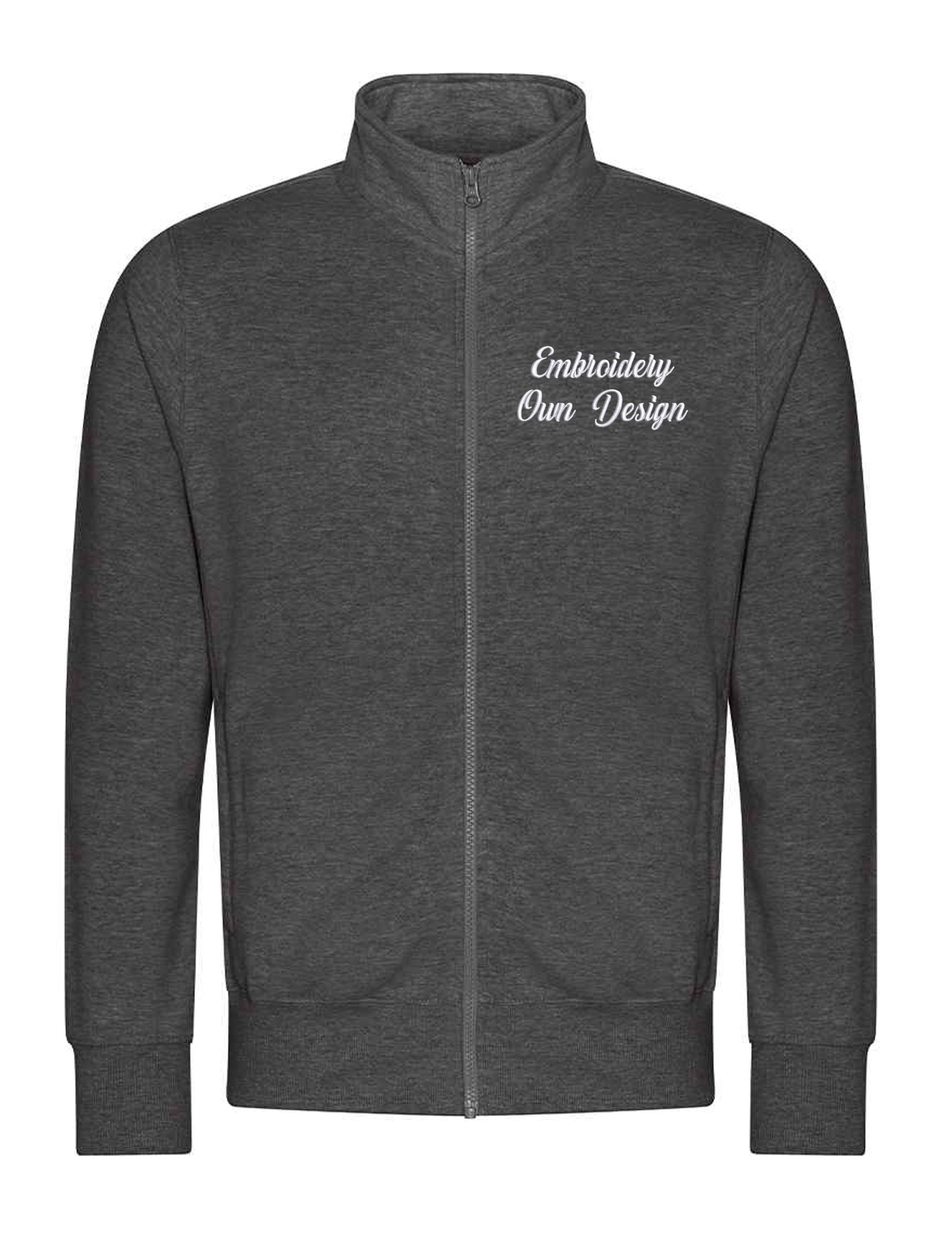 Personalised Full Zip Sweatshirt Jacket Charcoal Embroidered