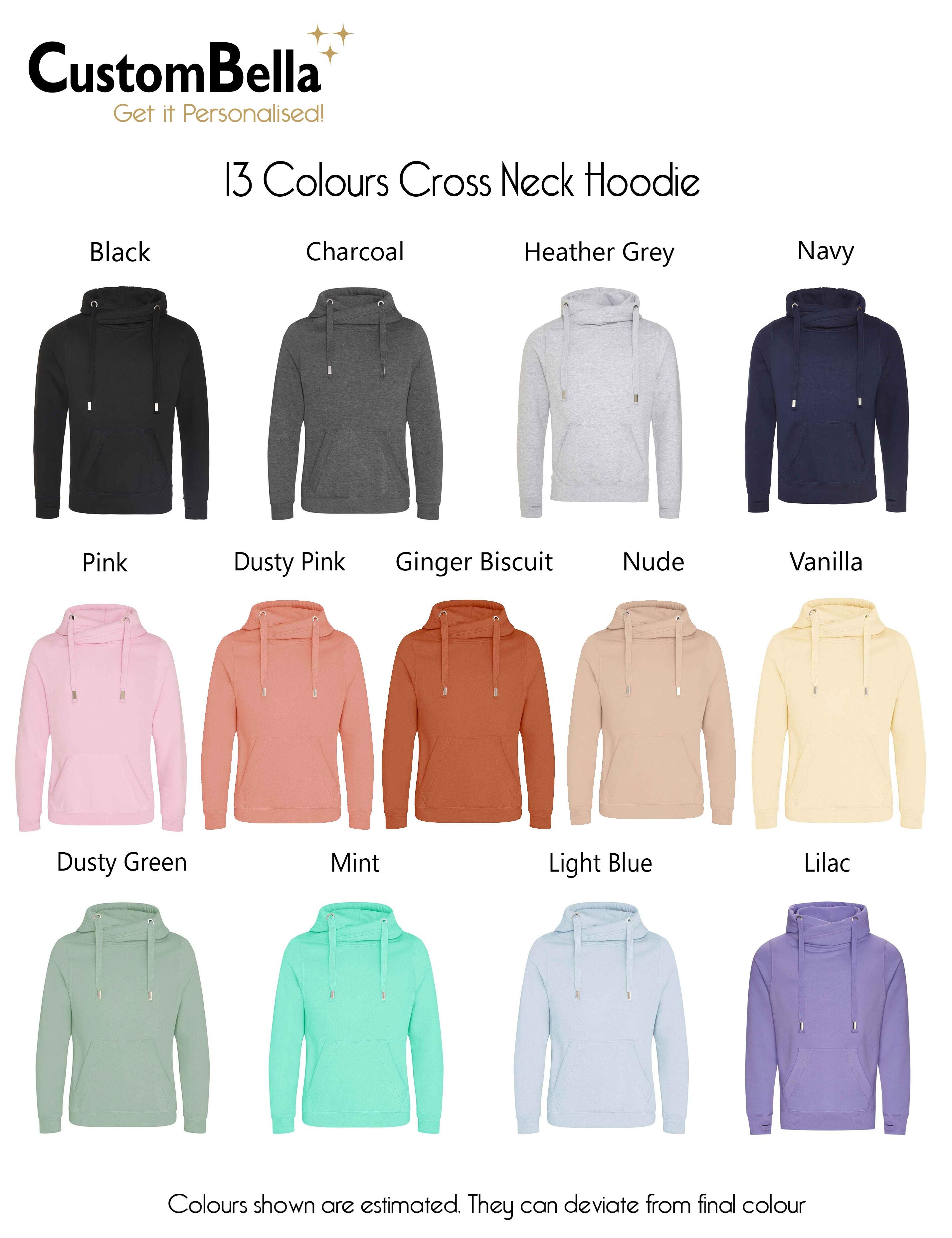 Embroidered Cross Neck Hoodie Charcoal