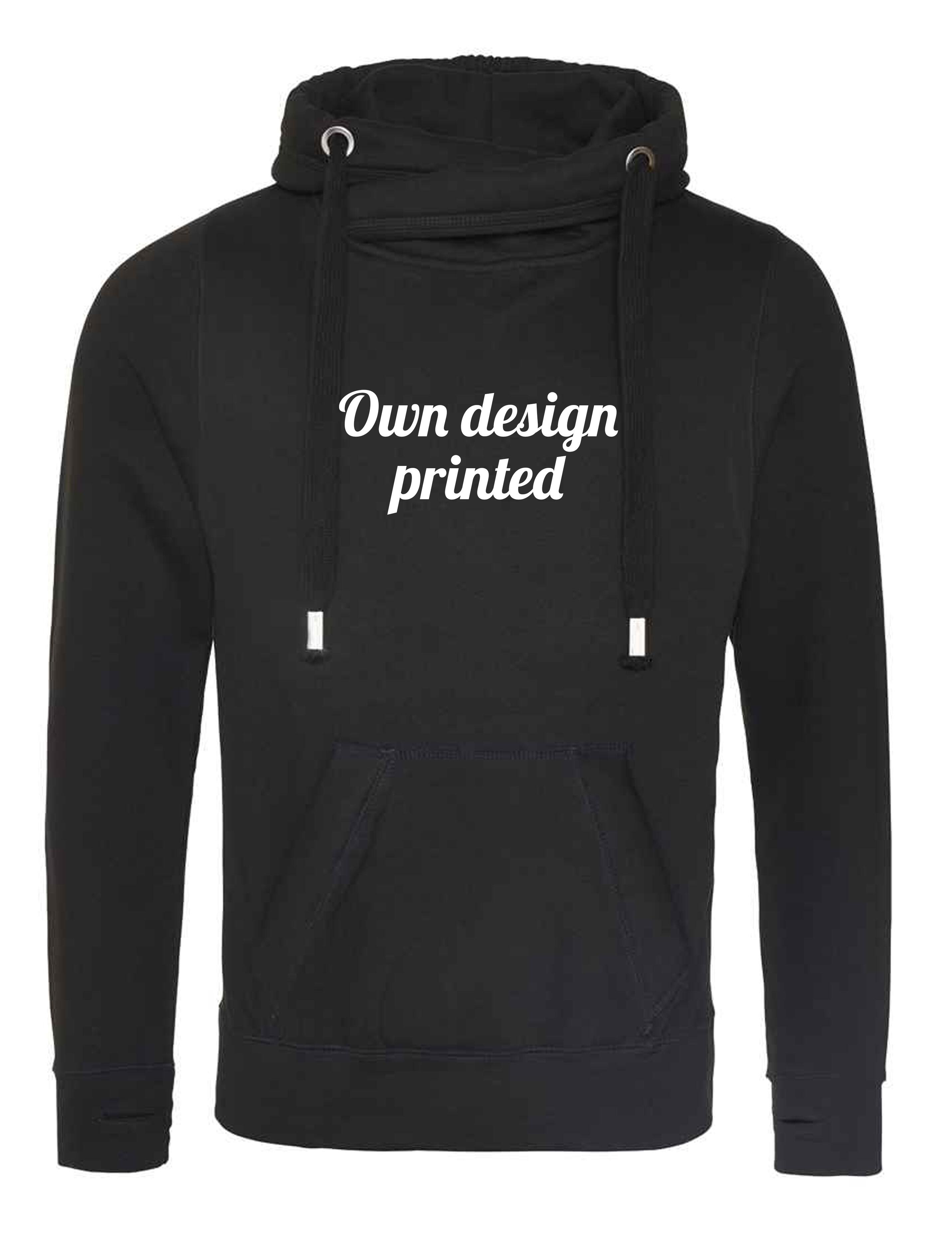 Personalised Cross Neck Hoodie Black Printed