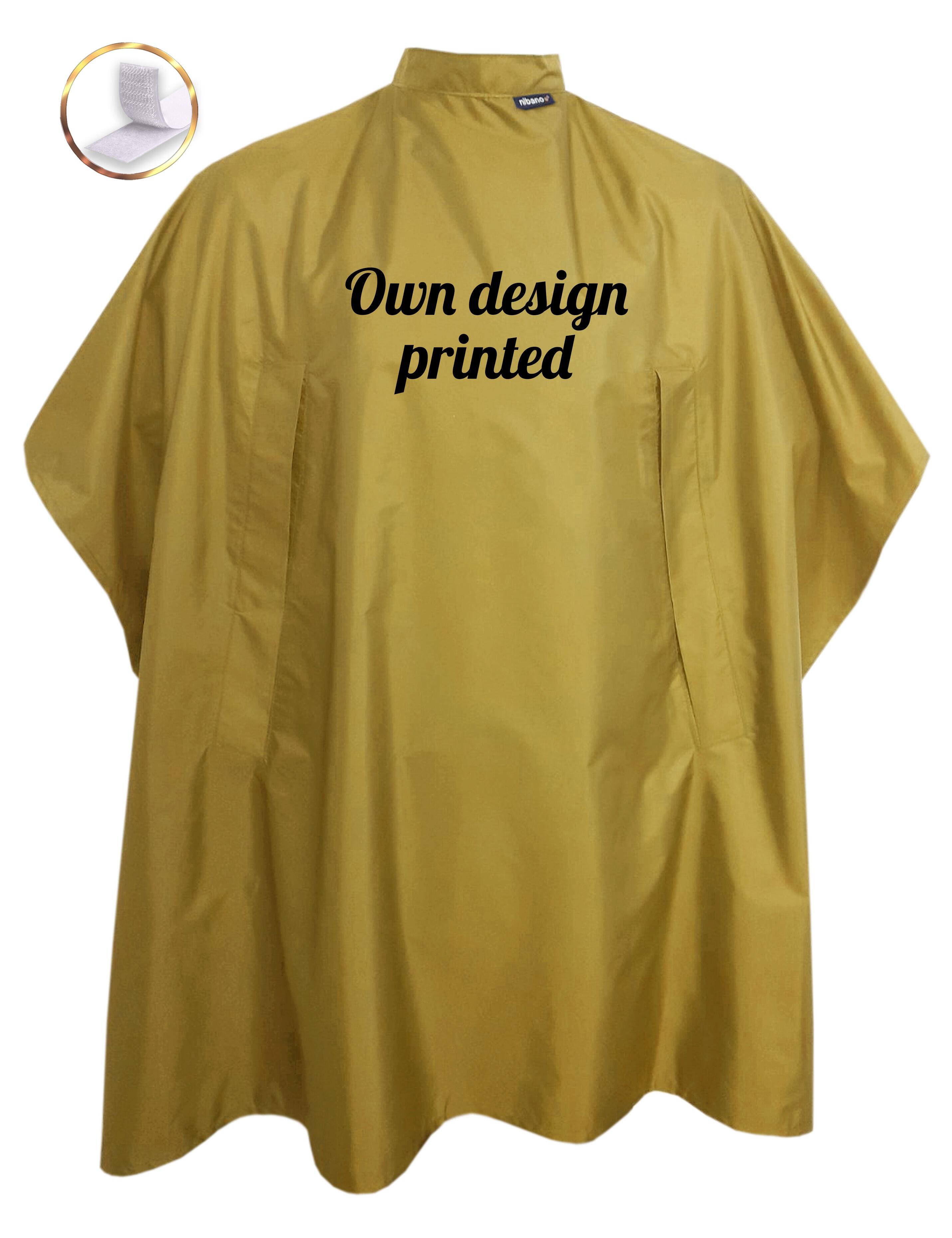 Printed Hairdressing gown Mustard with hand slits