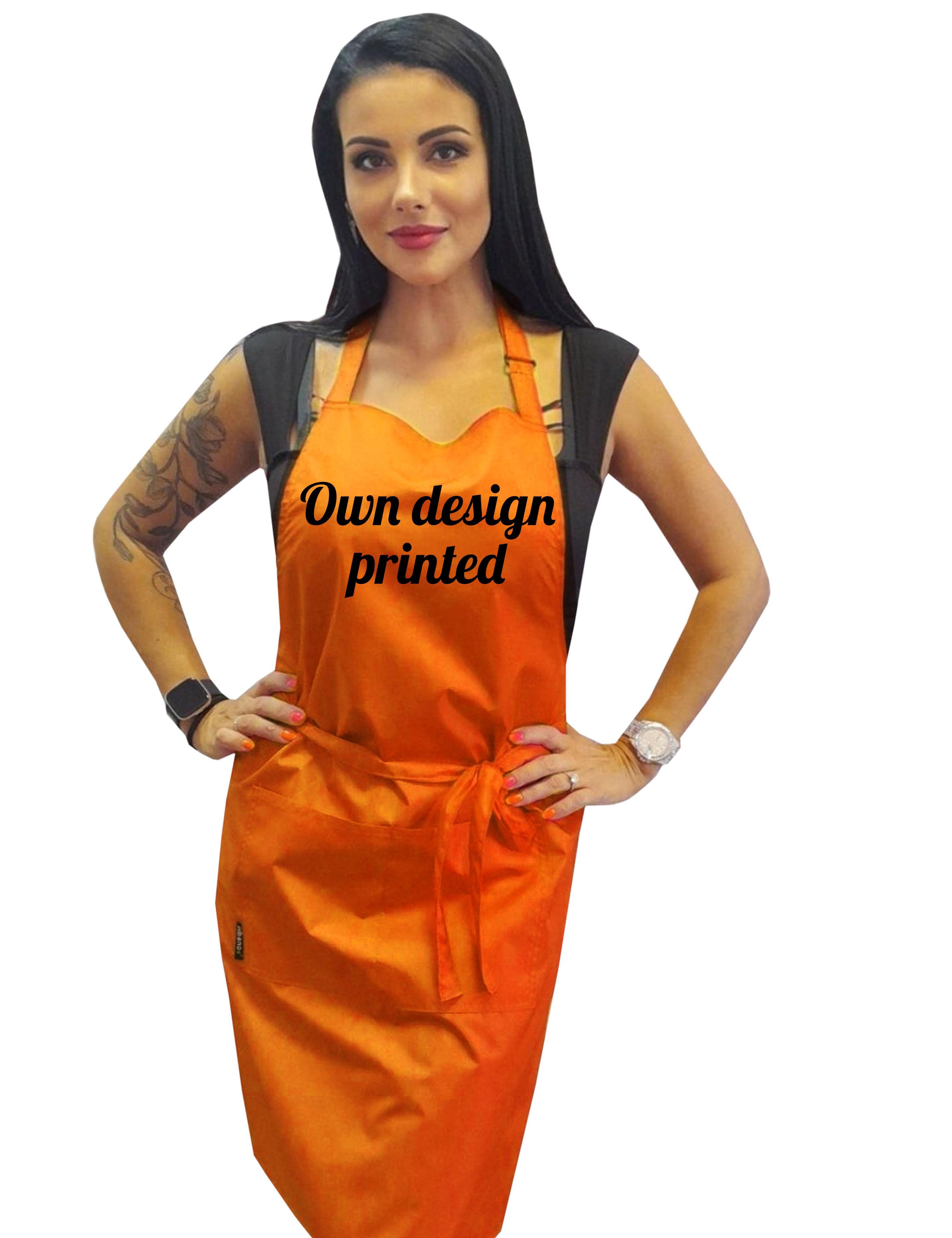 Personalised Waterproof Hairdressing Apron orange printed