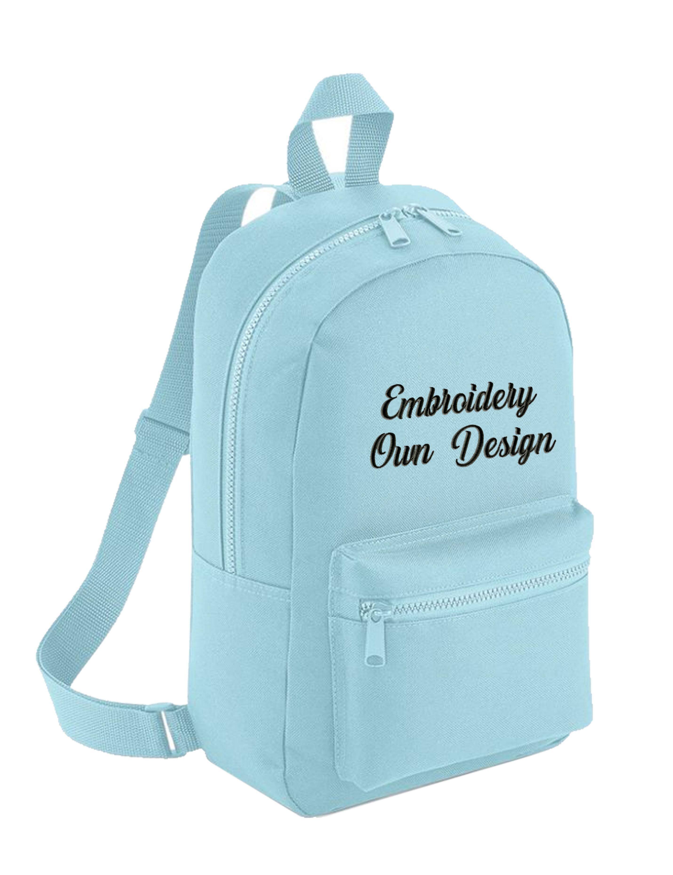 Embroidered Mini Backpack Light Blue available in 10 colours