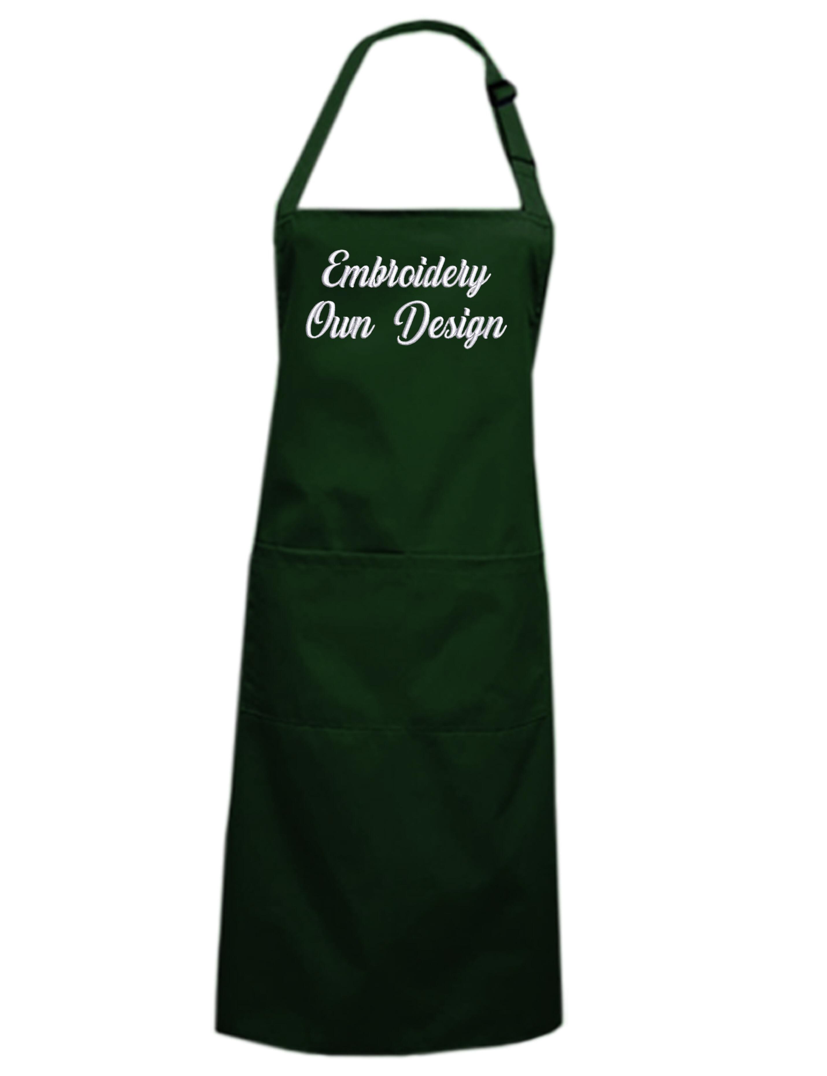 Personalised Embroidered Apron with pockets Bottle Green with logo