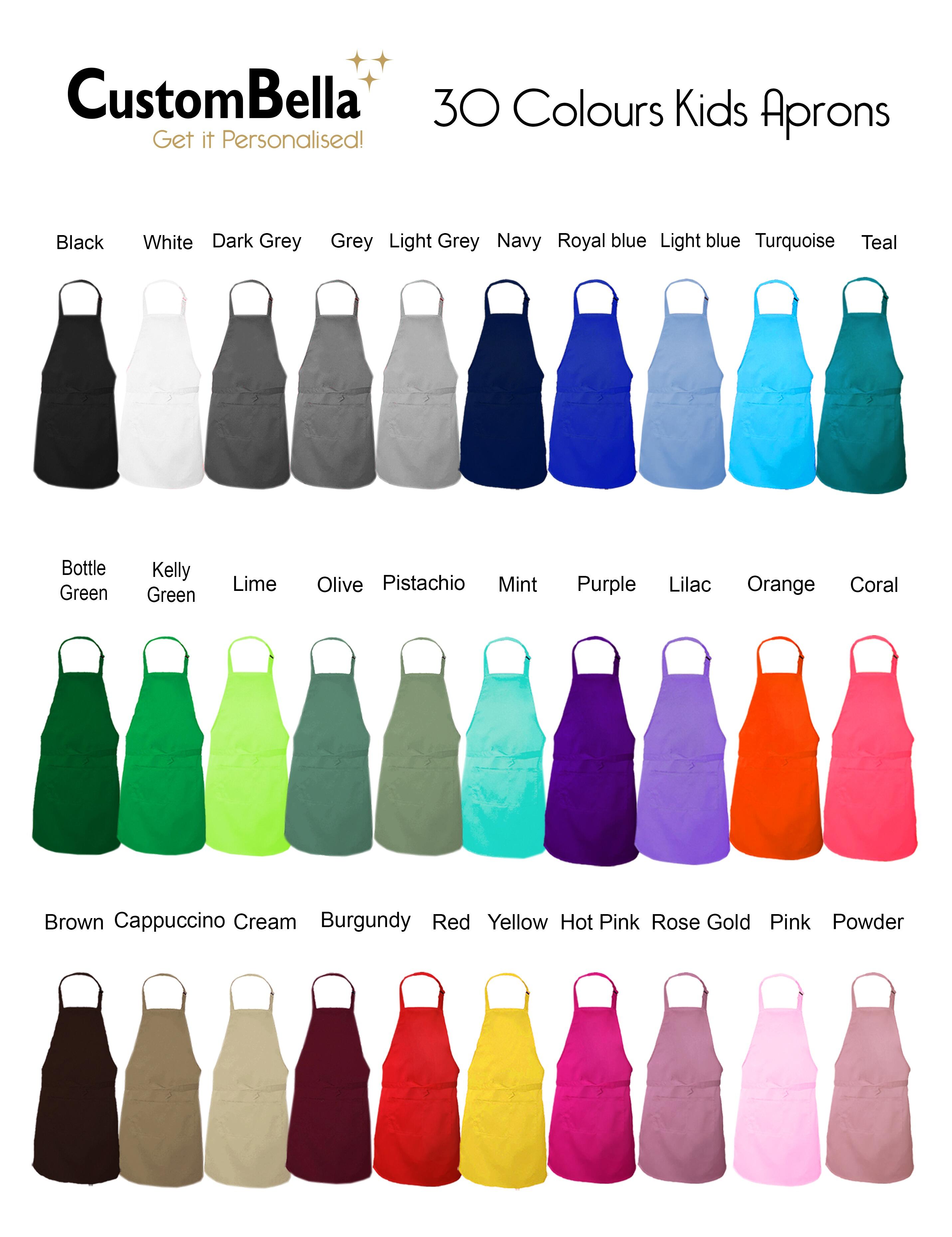 Personalised Rainbow Kids Apron Bottle Green Embroidered