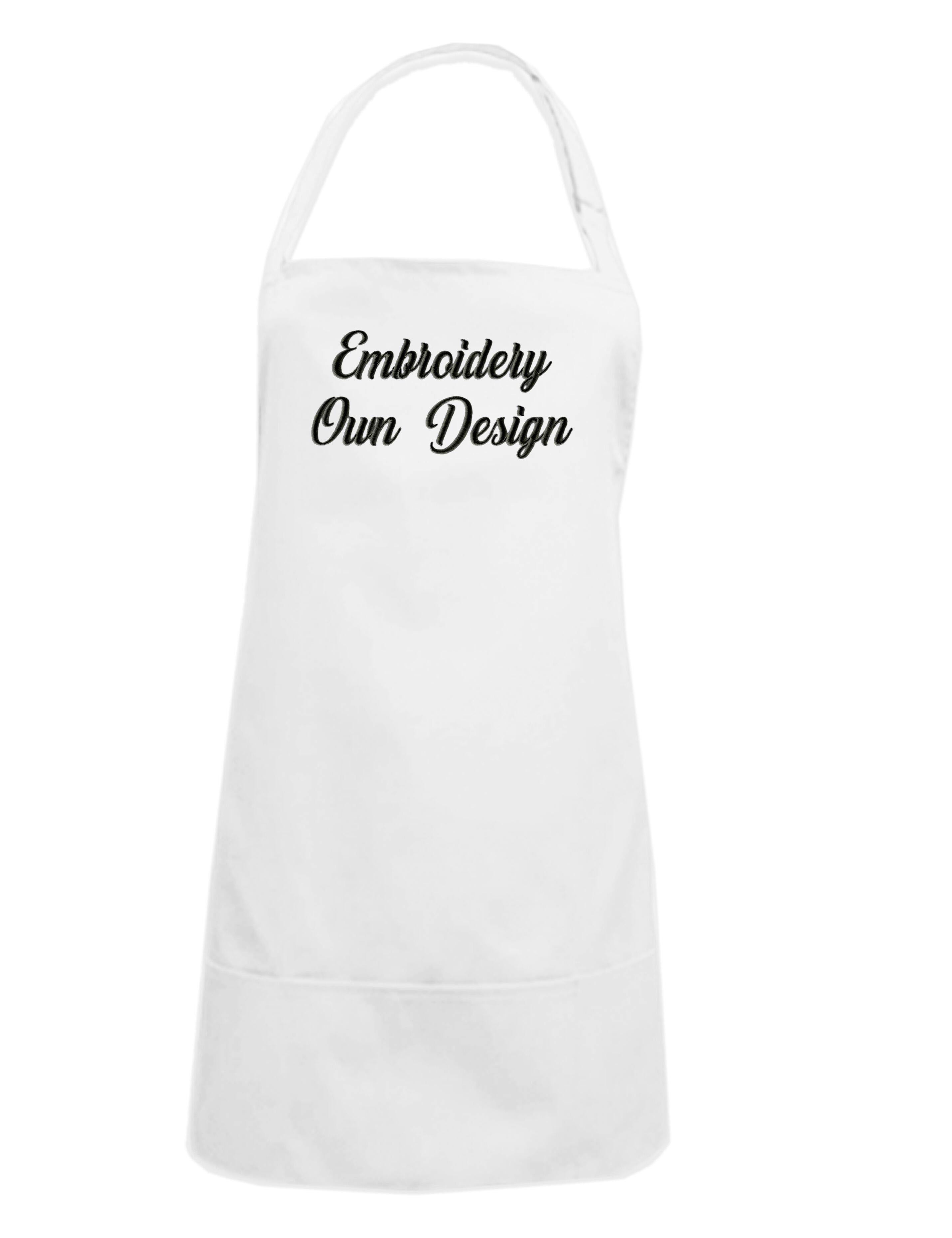 Personalised Short Bib Apron White with embroidery