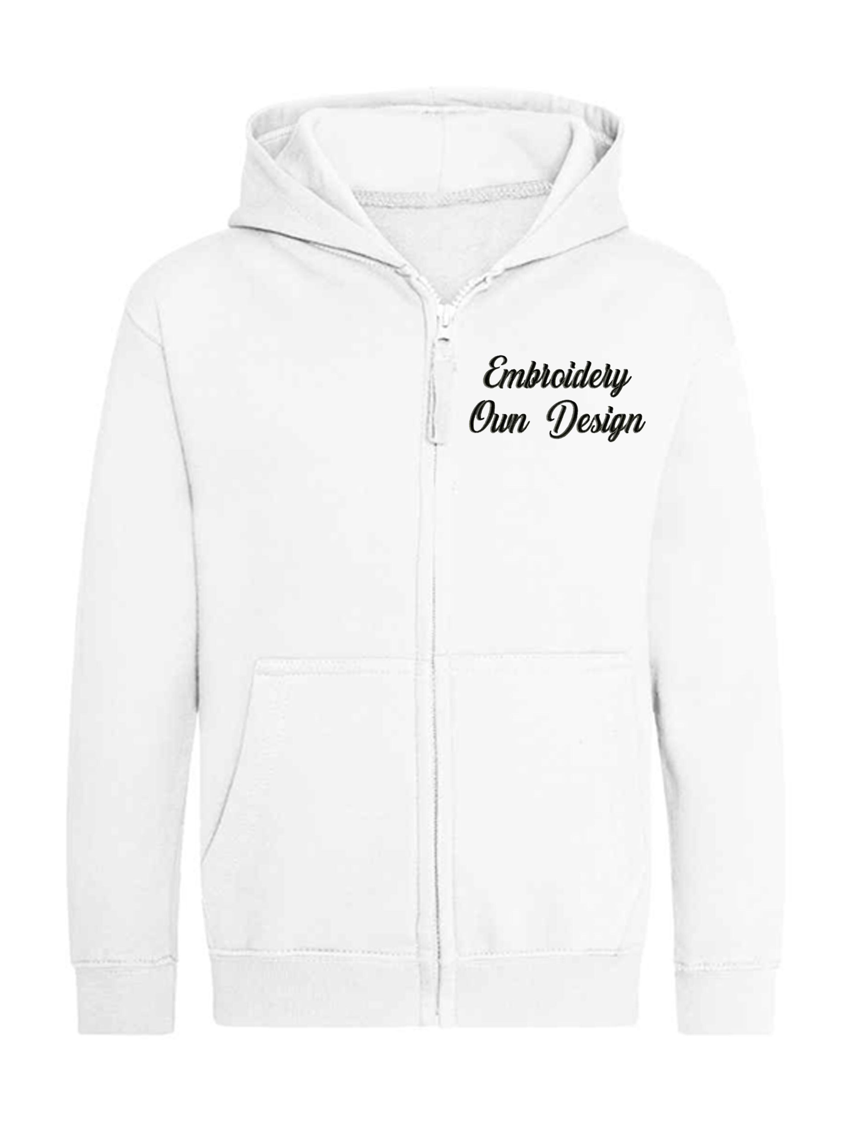 Personalised Kids Zipped Hoodie White with embroidery