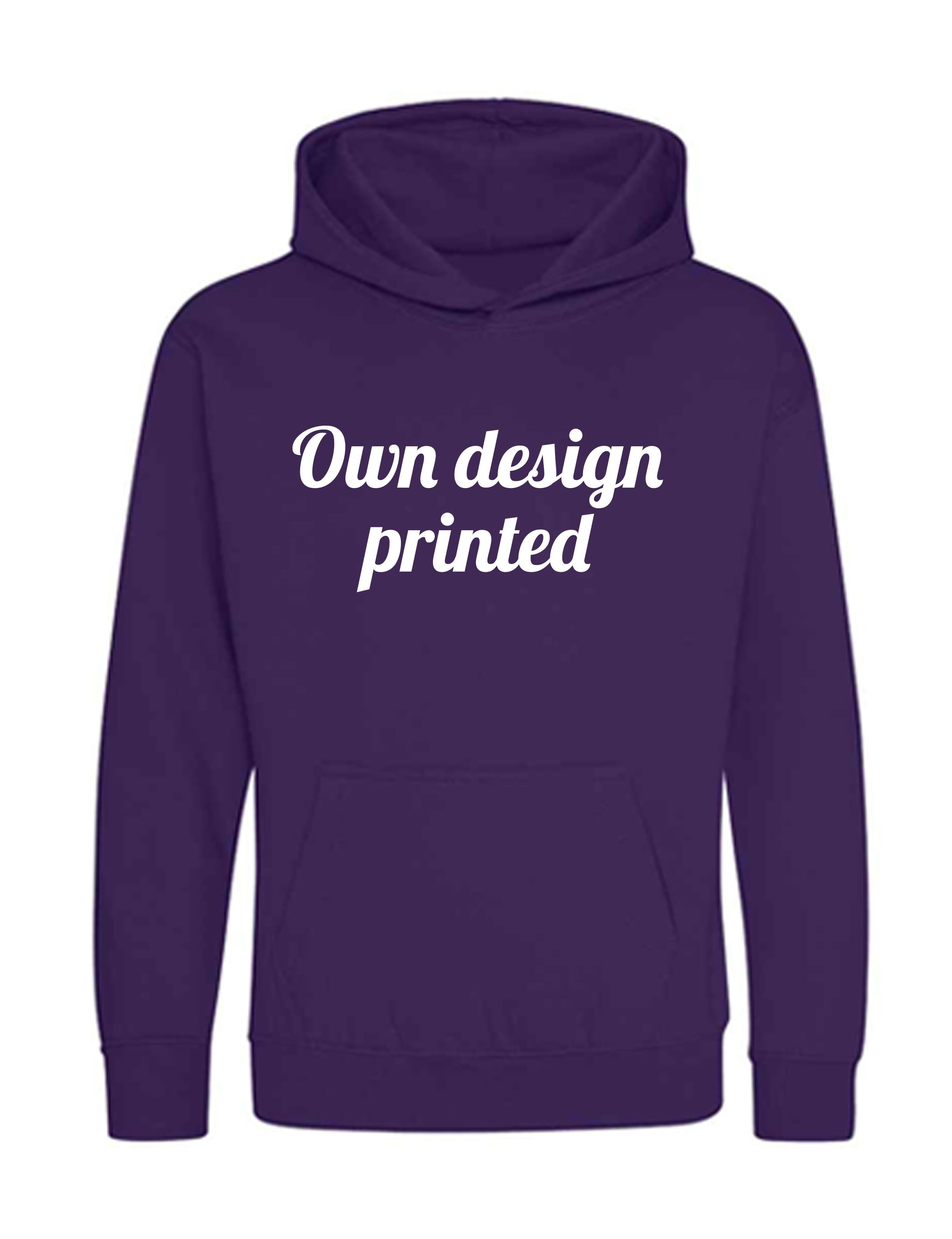 Personalised Printed Kids Hoodie Purple available in 36 colours