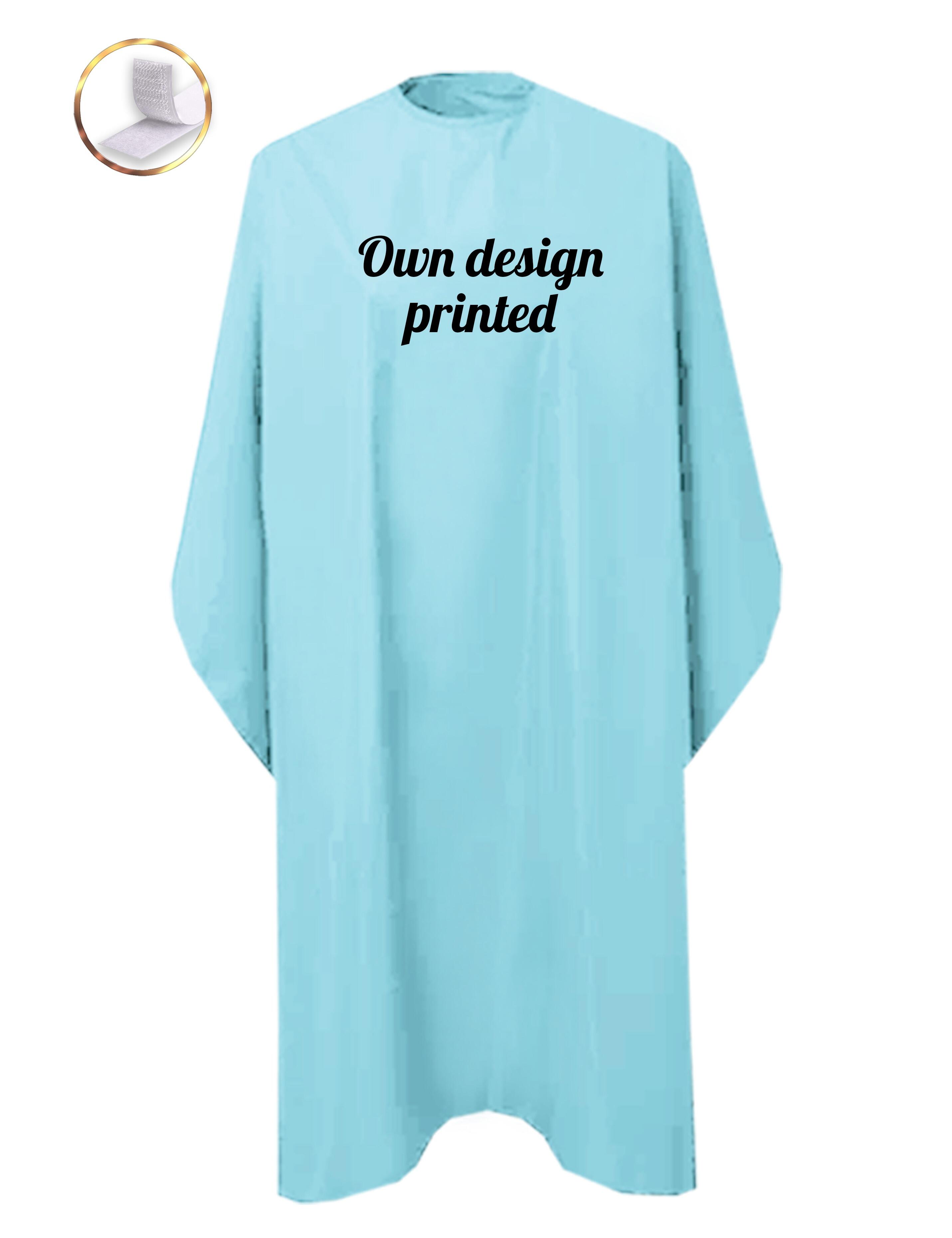 Personalised Hairdressing gown aqua blue printed