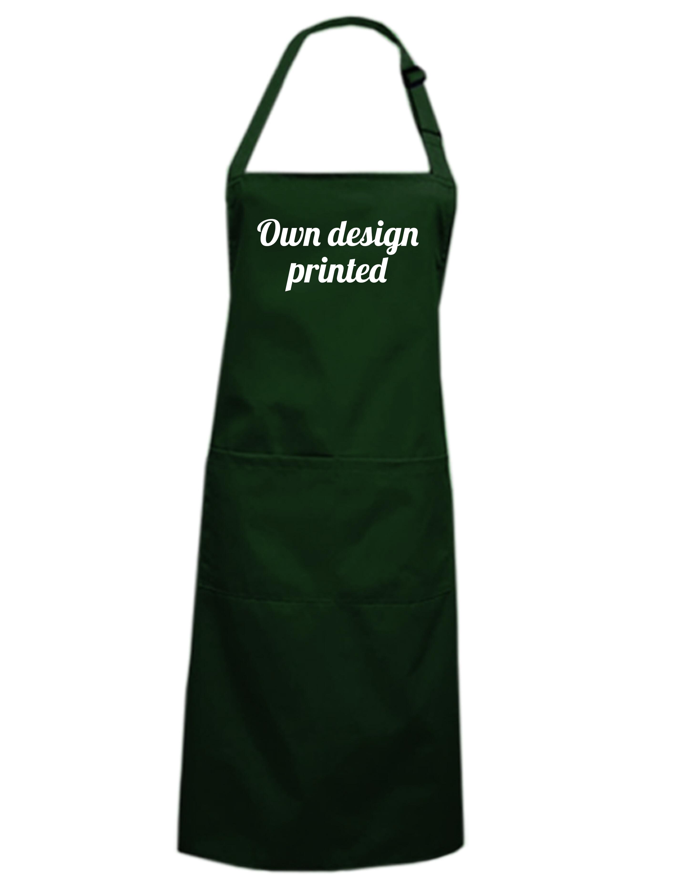 Personalised Printed Apron with pockets bottle green with logo