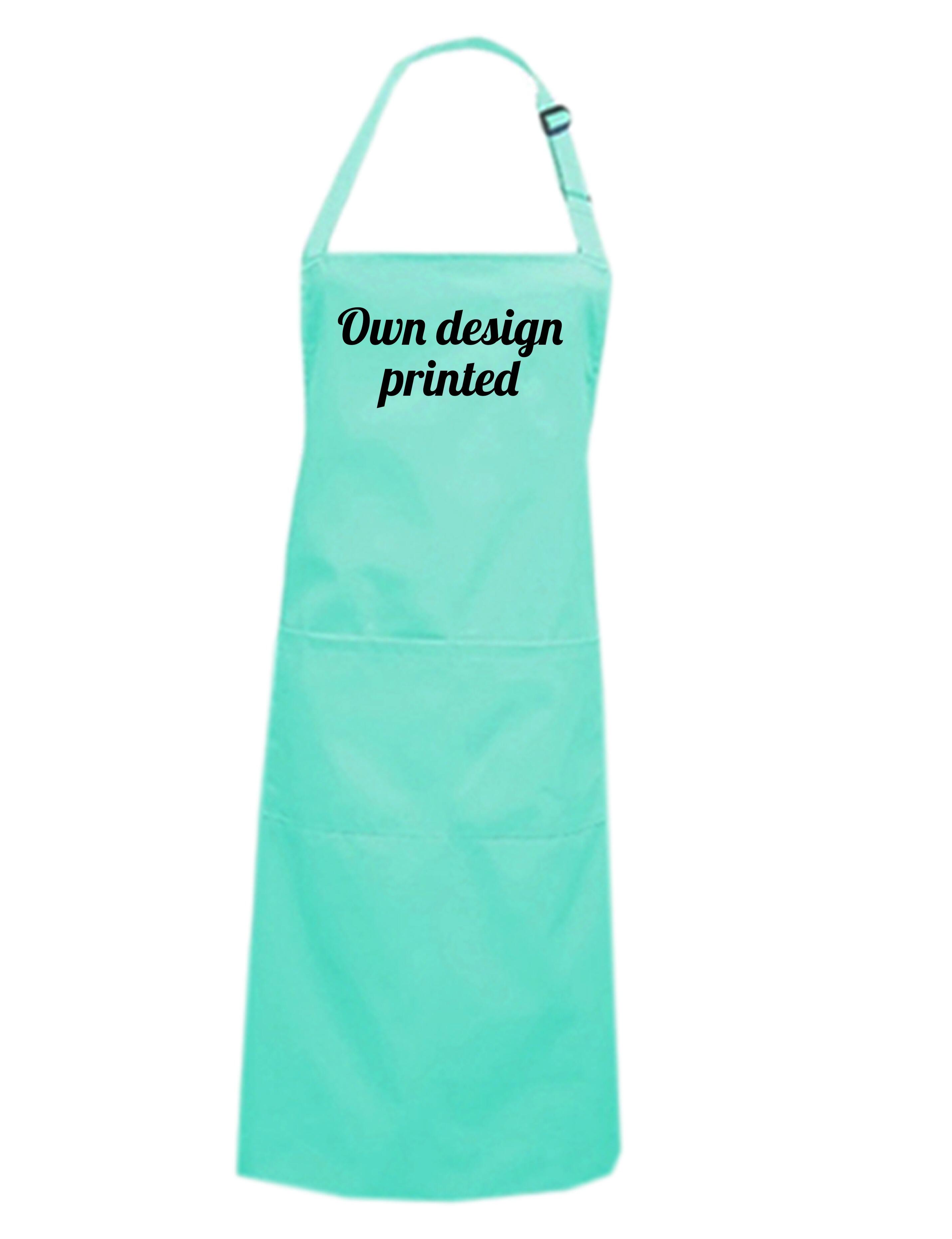 Personalised Printed Mid Length Apron with Pockets Mint with logo