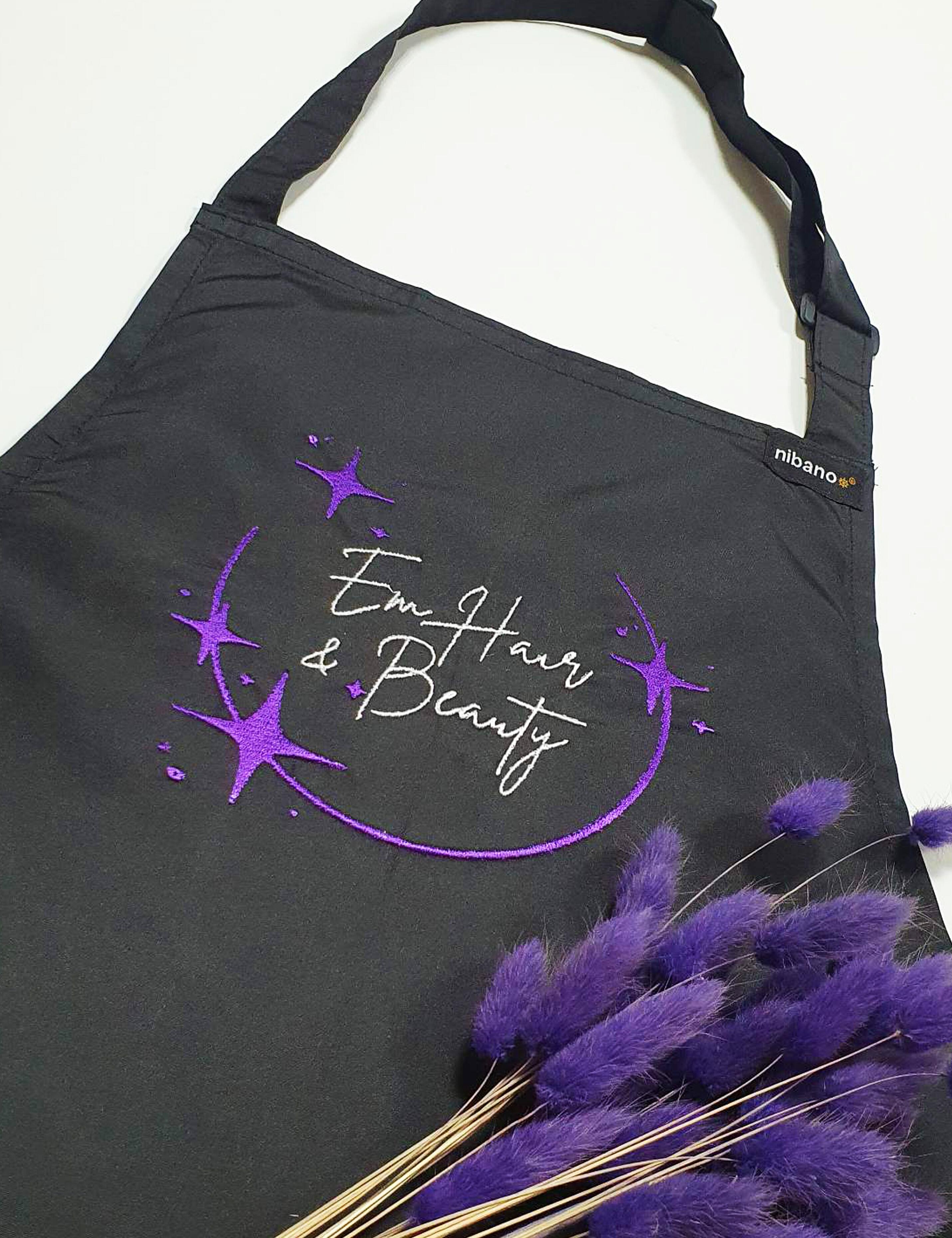 Apron for beauty salon with embroidered logo