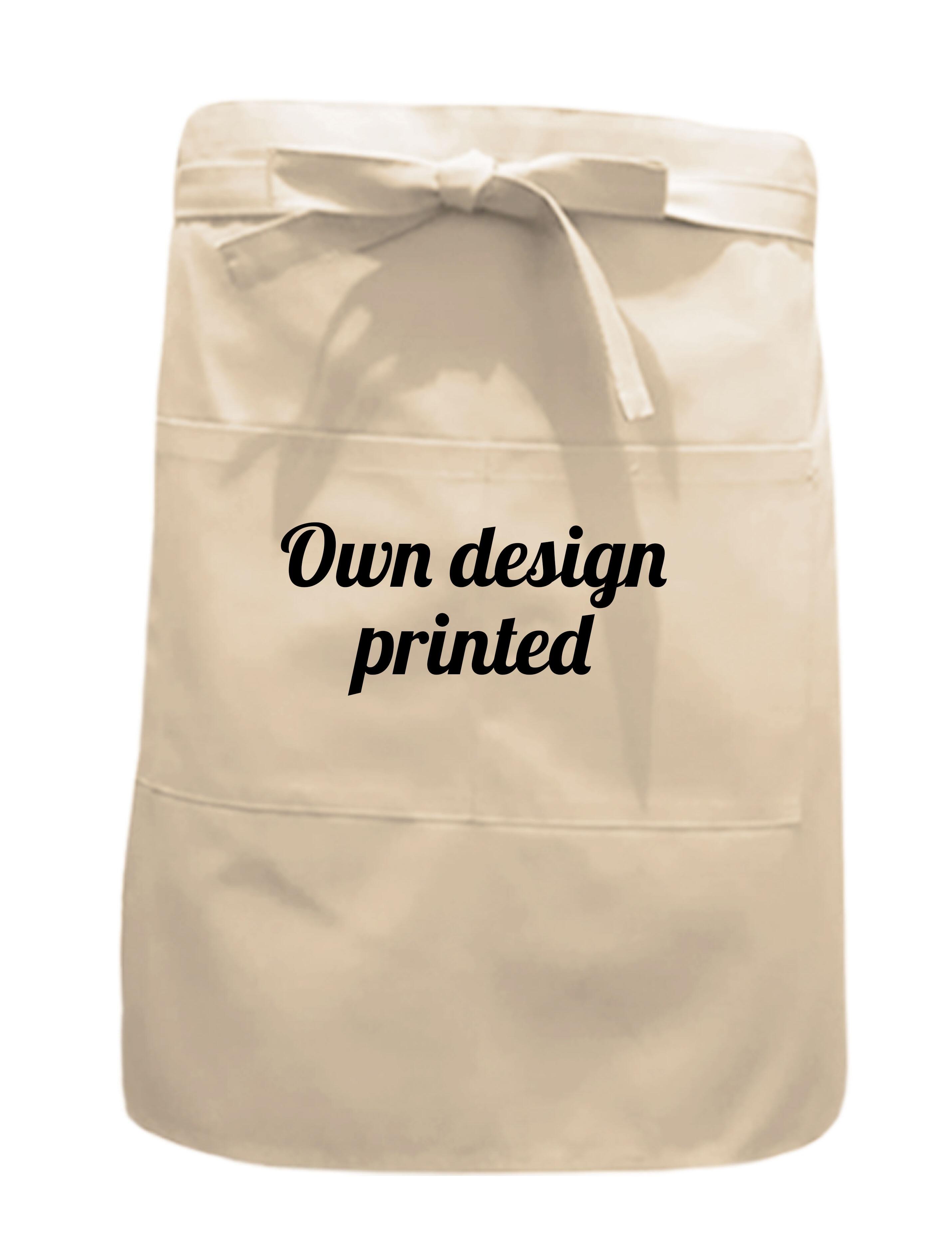 Personalised half waist apron with pockets cream printed