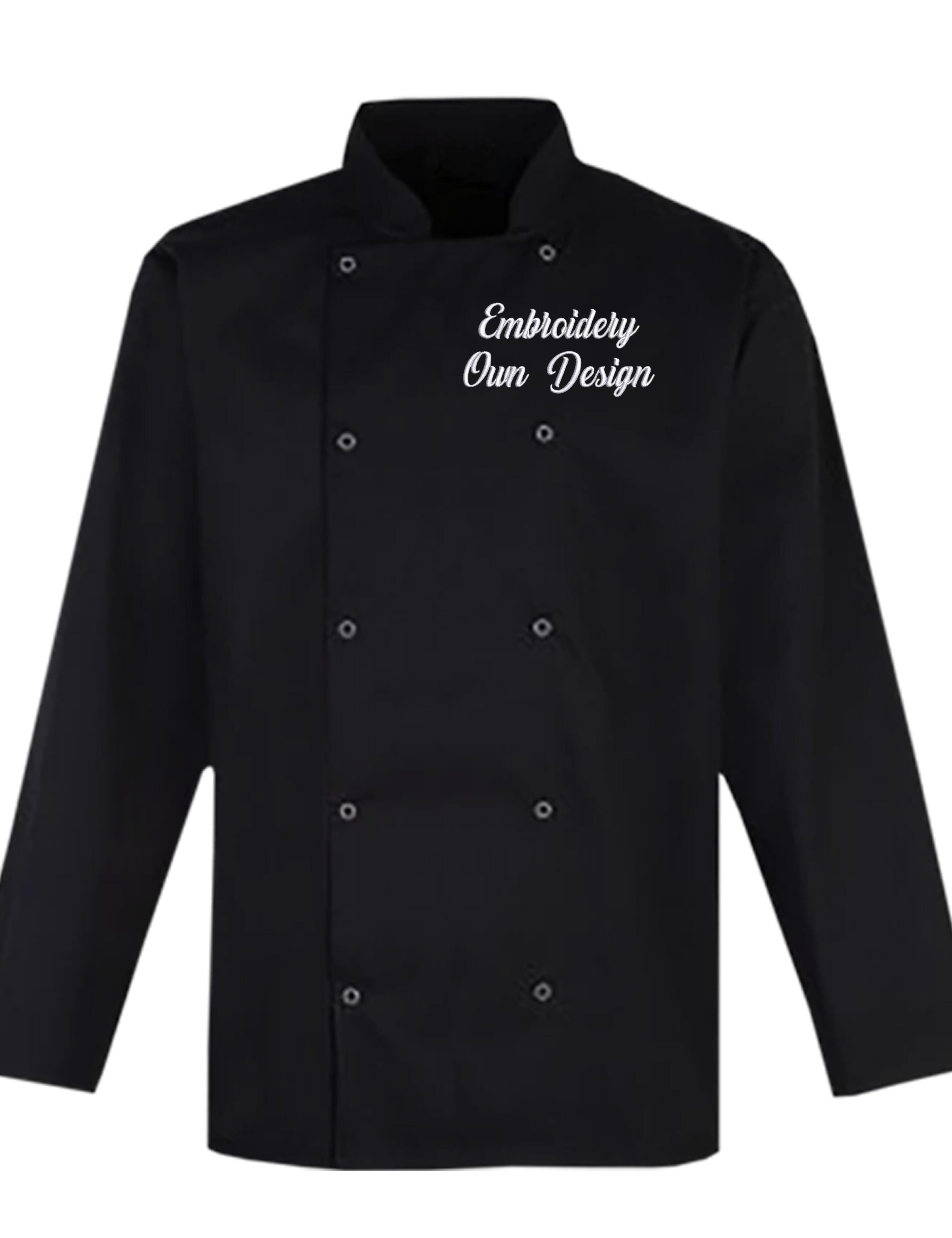 Personalised Long Sleeve chef's Jacket with embroidery black