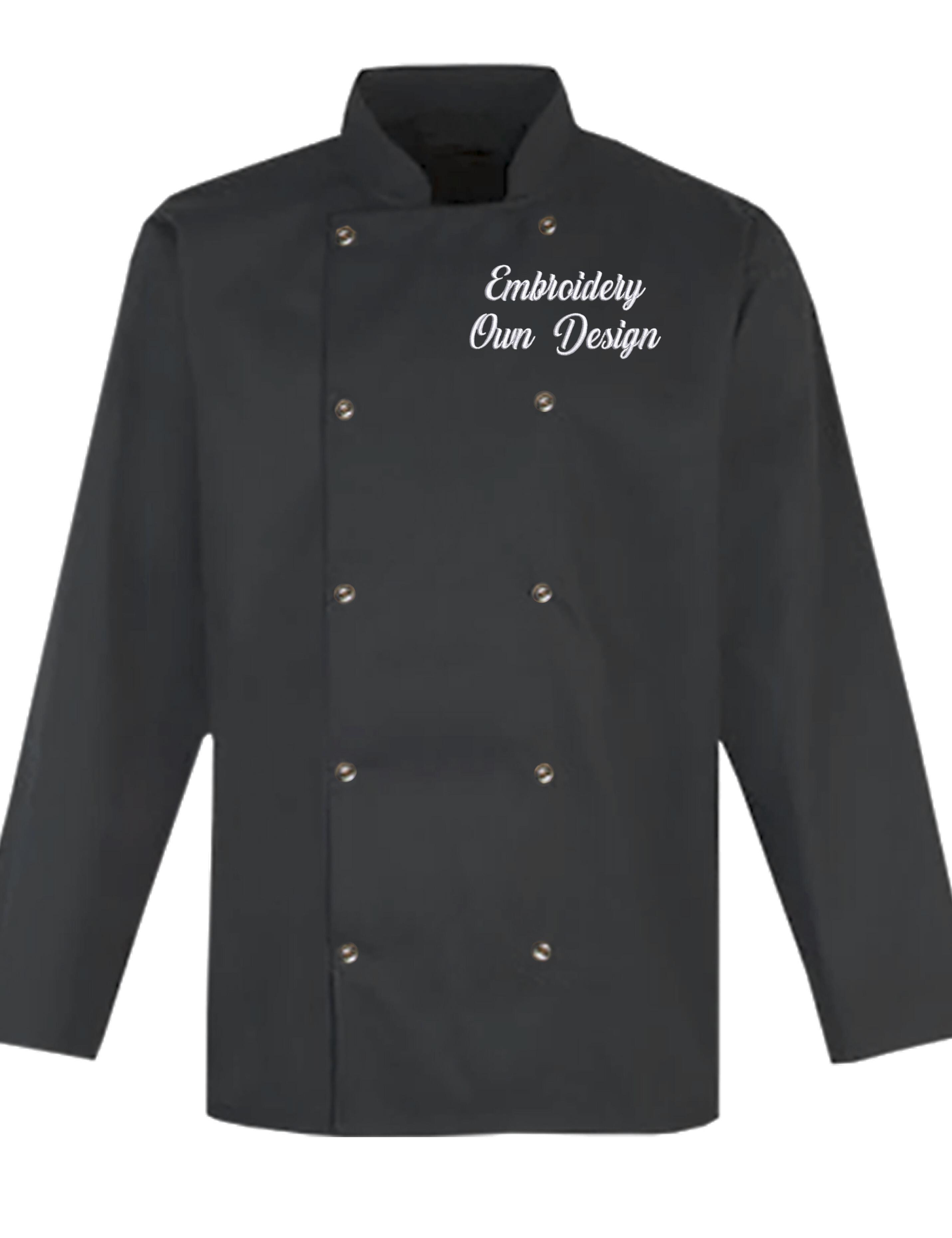 Personalised Long Sleeve Chef's Jacket with embroidery dark grey