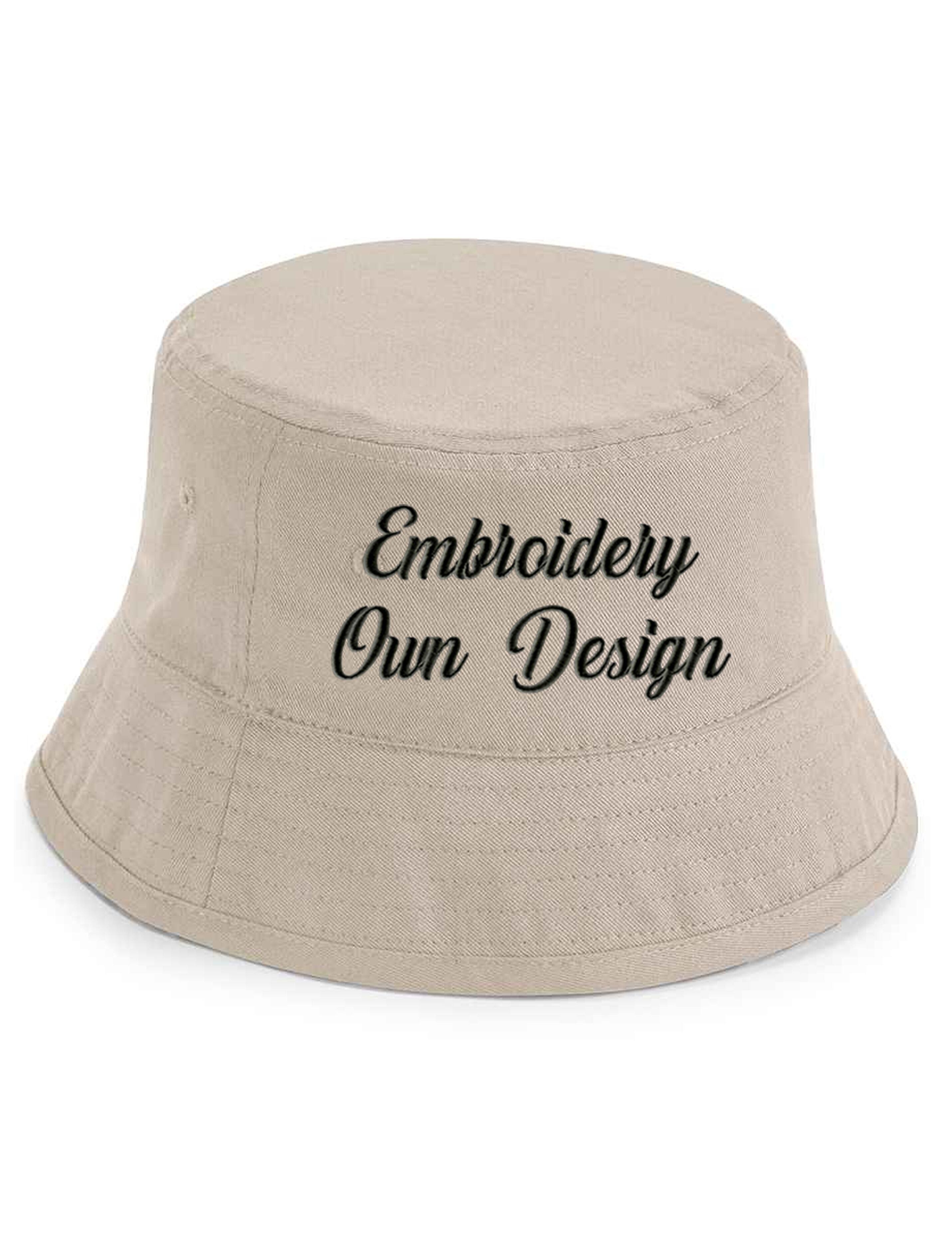 Personalised Organic cotton bucket hat sand with embroidery