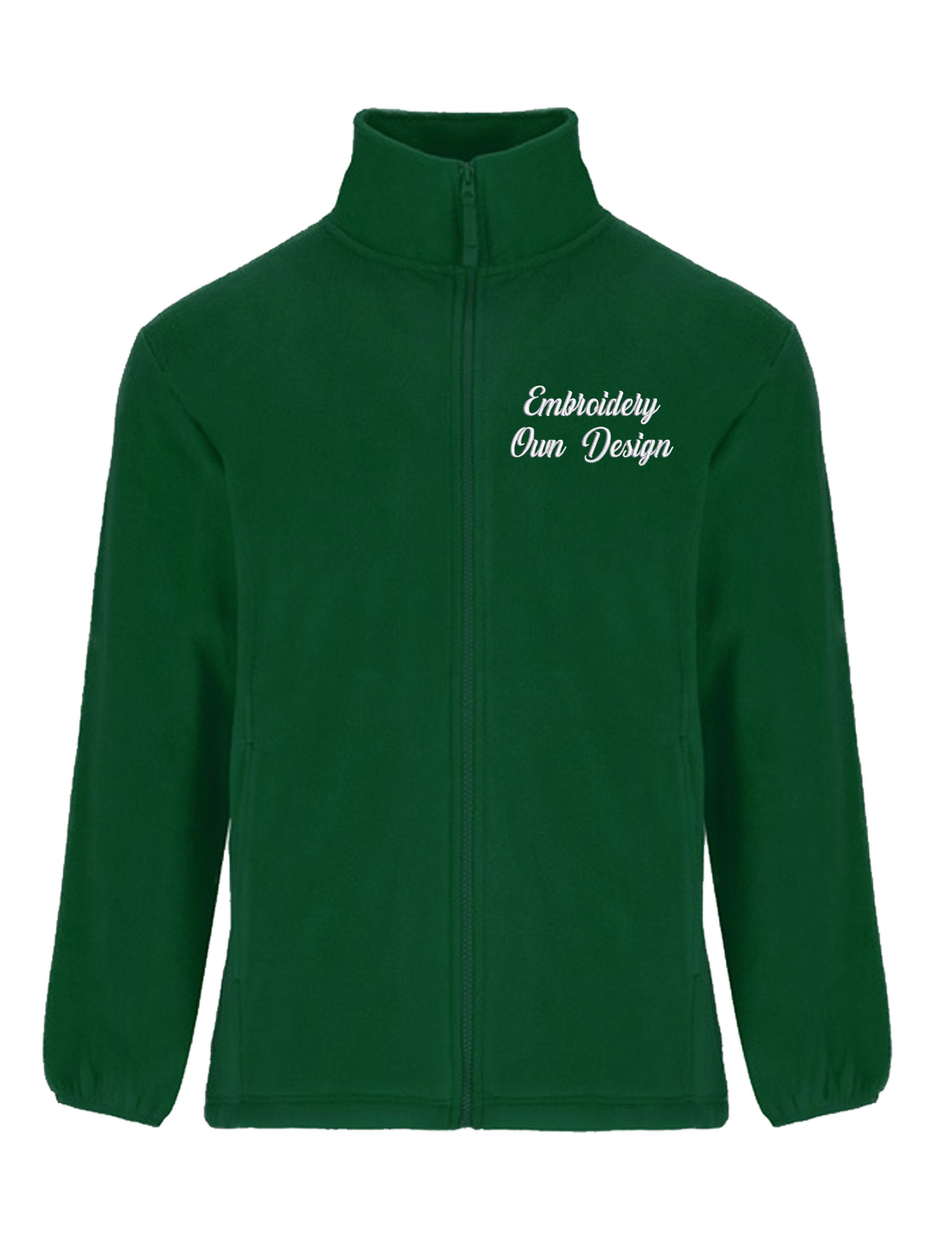 Personalised embroidered Unisex Fleece Jacket Bottle Green