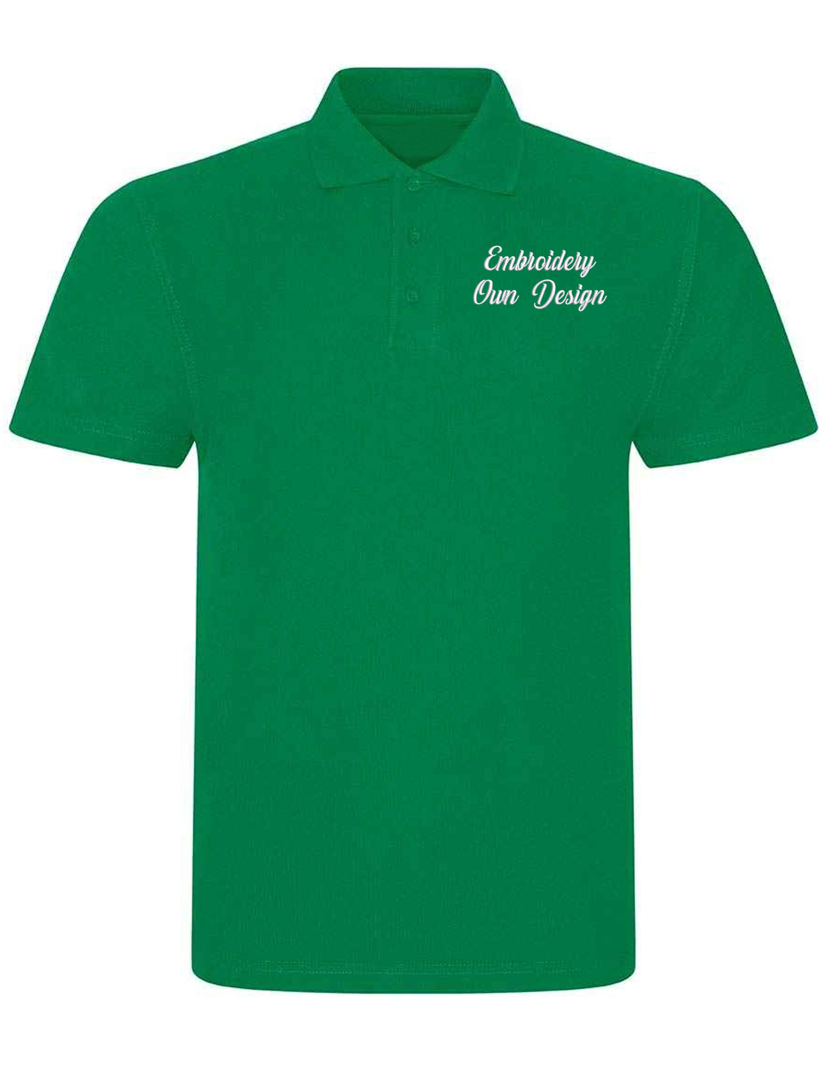 Personalised Short Sleeve Polo Shirt Kelly Green with Embroidery