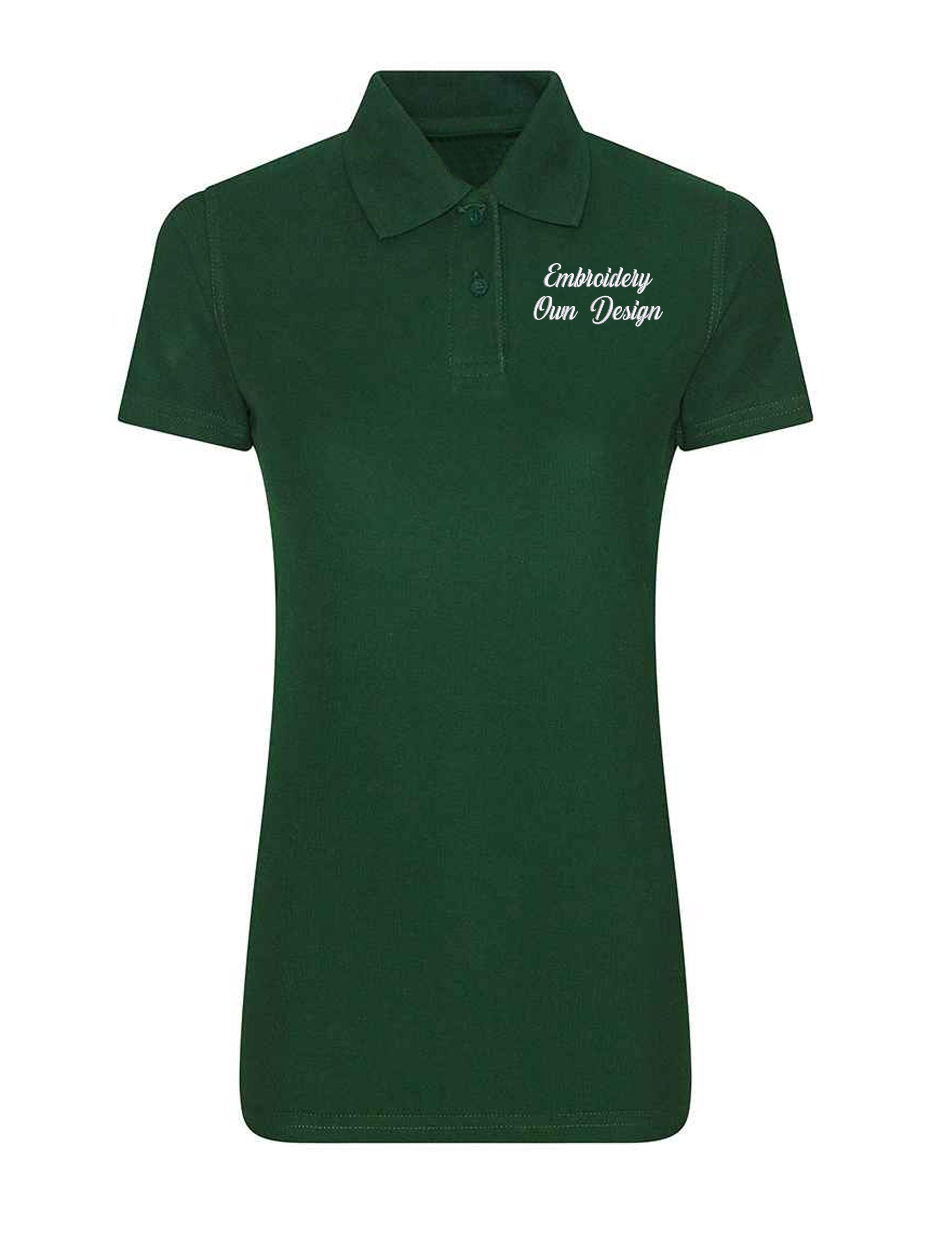 Personalised Women's Short Sleeve Polo Shirt with embroidery bottle green
