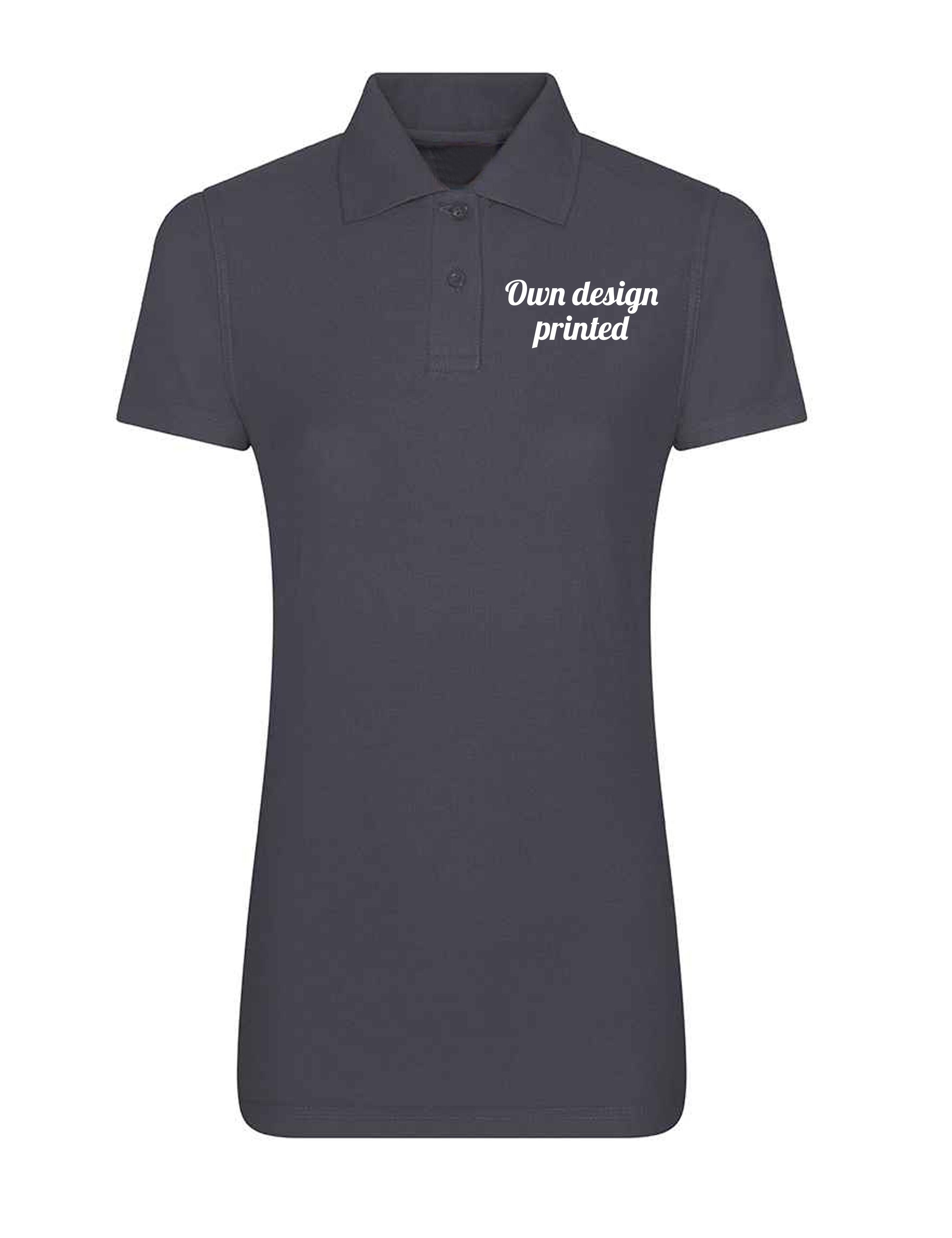 Personalised Women's Short Sleeve Polo Shirt with print dark grey
