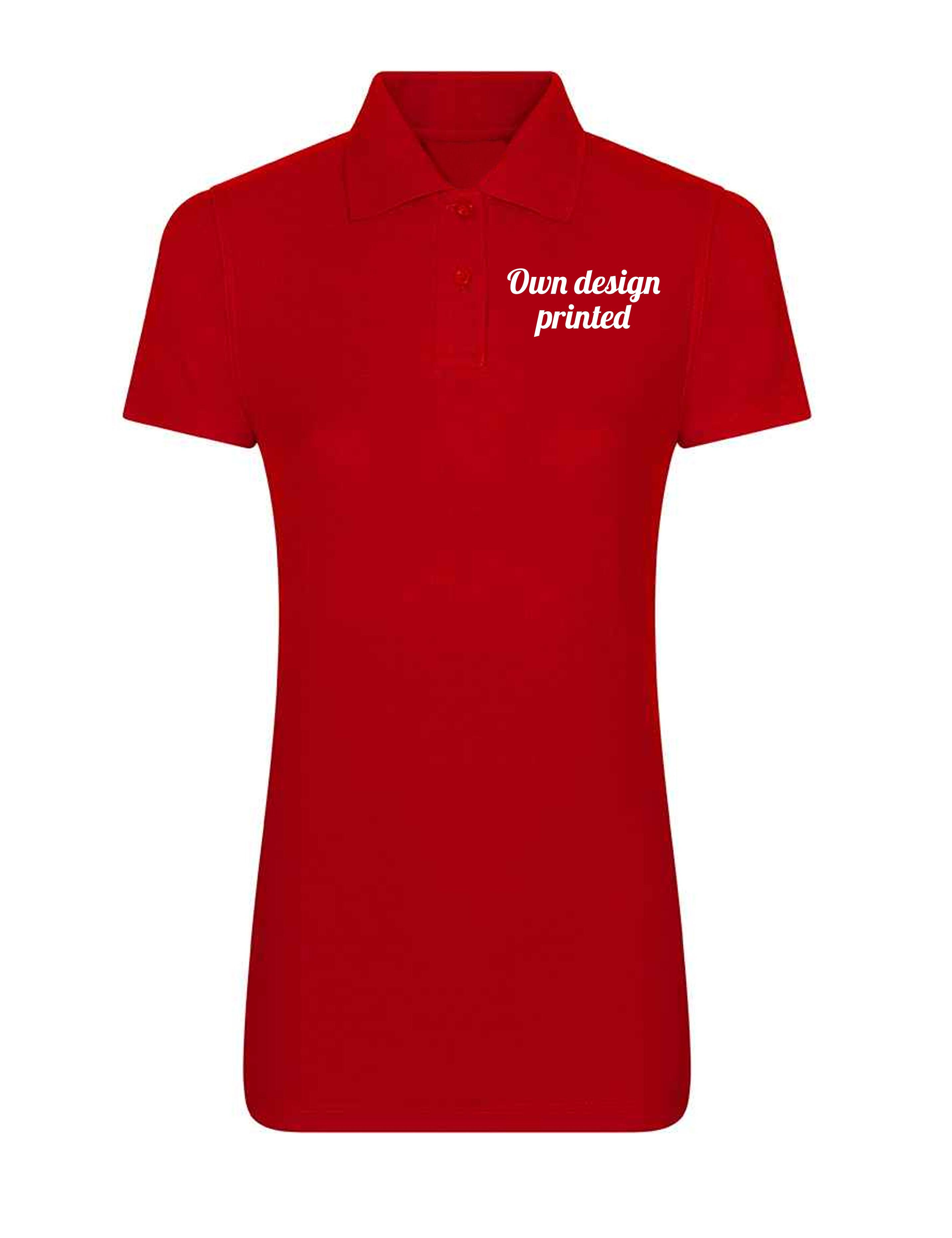 Personalised Women's Short Sleeve Polo Shirt with print red