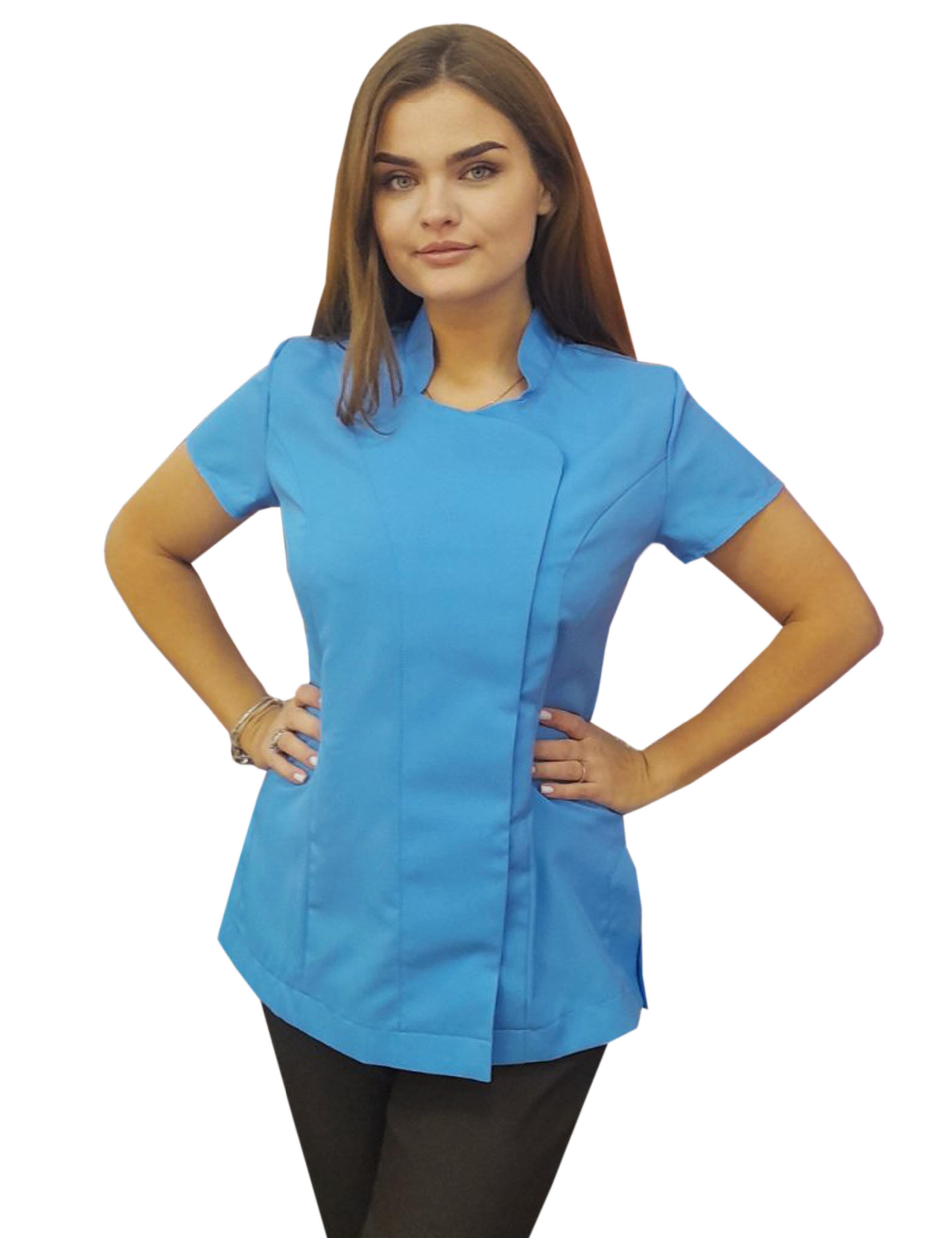 Custom Women's Short Sleeve Beauty Tunic with print light blue