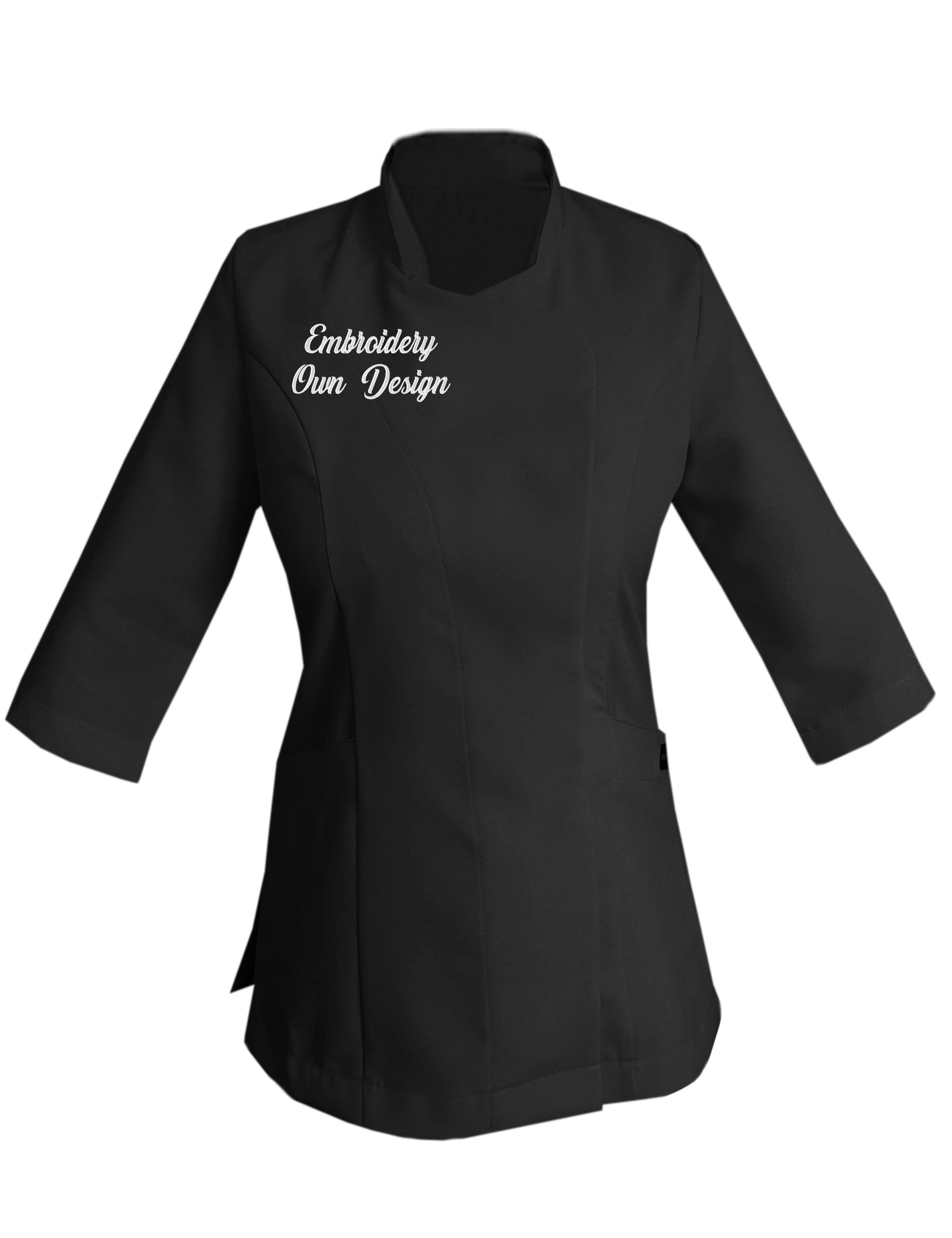 Personalised Women's Quarter Sleeve Beauty Tunic with embroidery Black