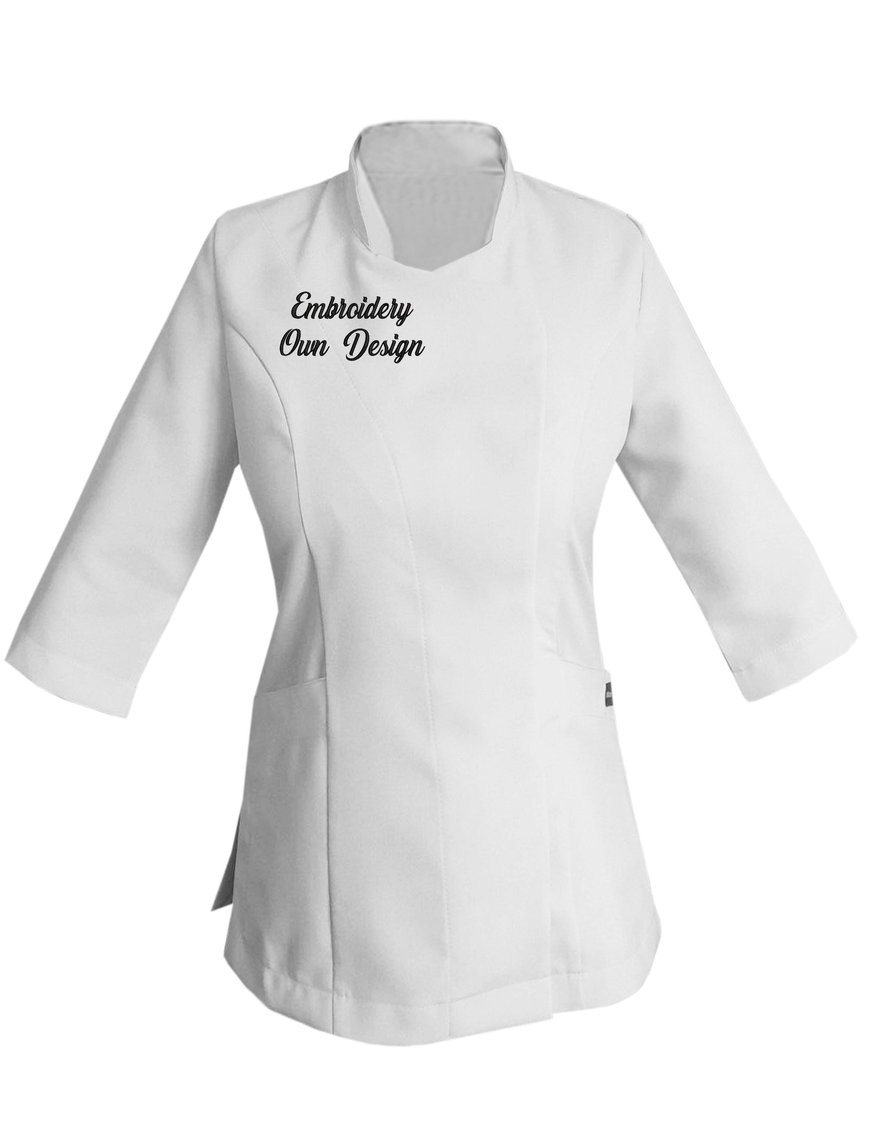 Personalised Women's Quarter Sleeve Beauty Tunic with embroidery White