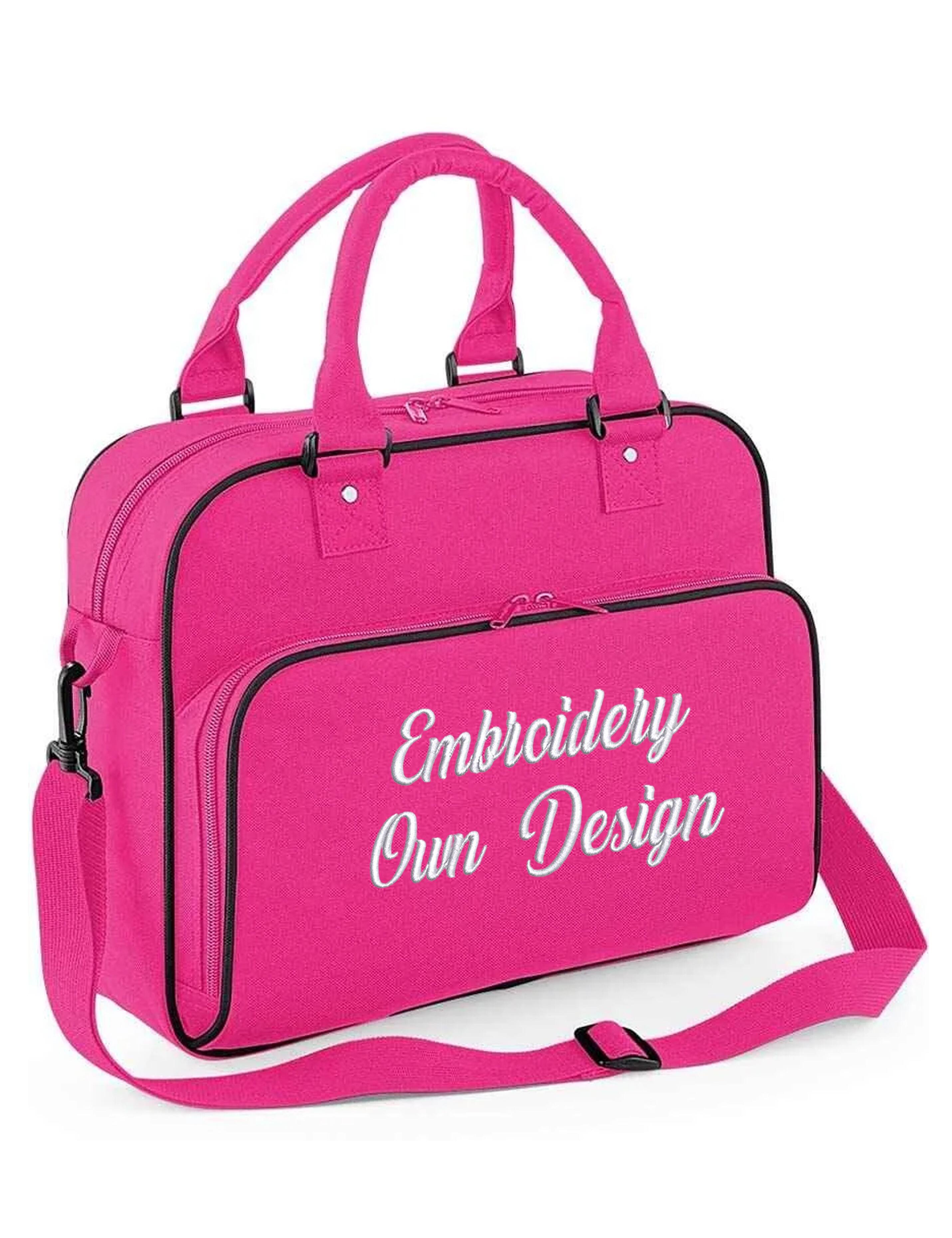 Personalised Embroidered dance bag hot pink/Black with logo
