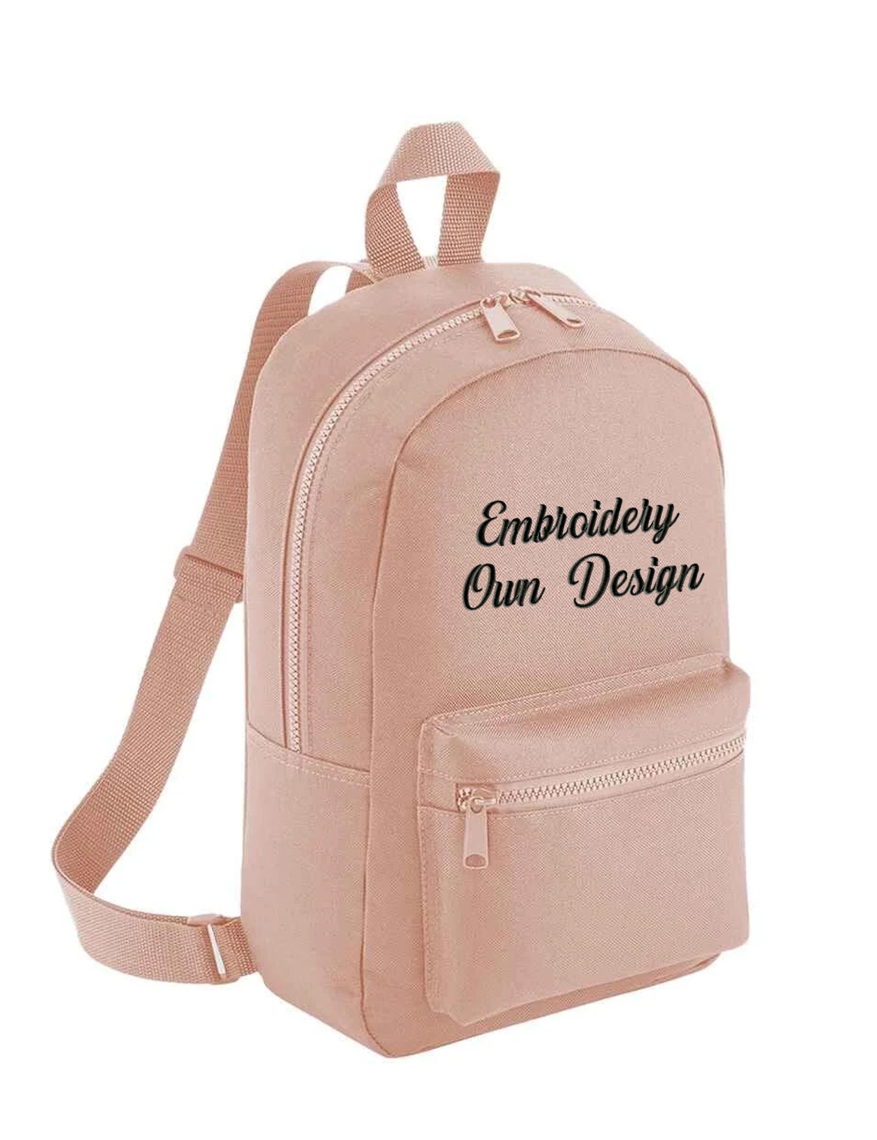 Personalised Embroidered Mini Backpack Peach with name or logo