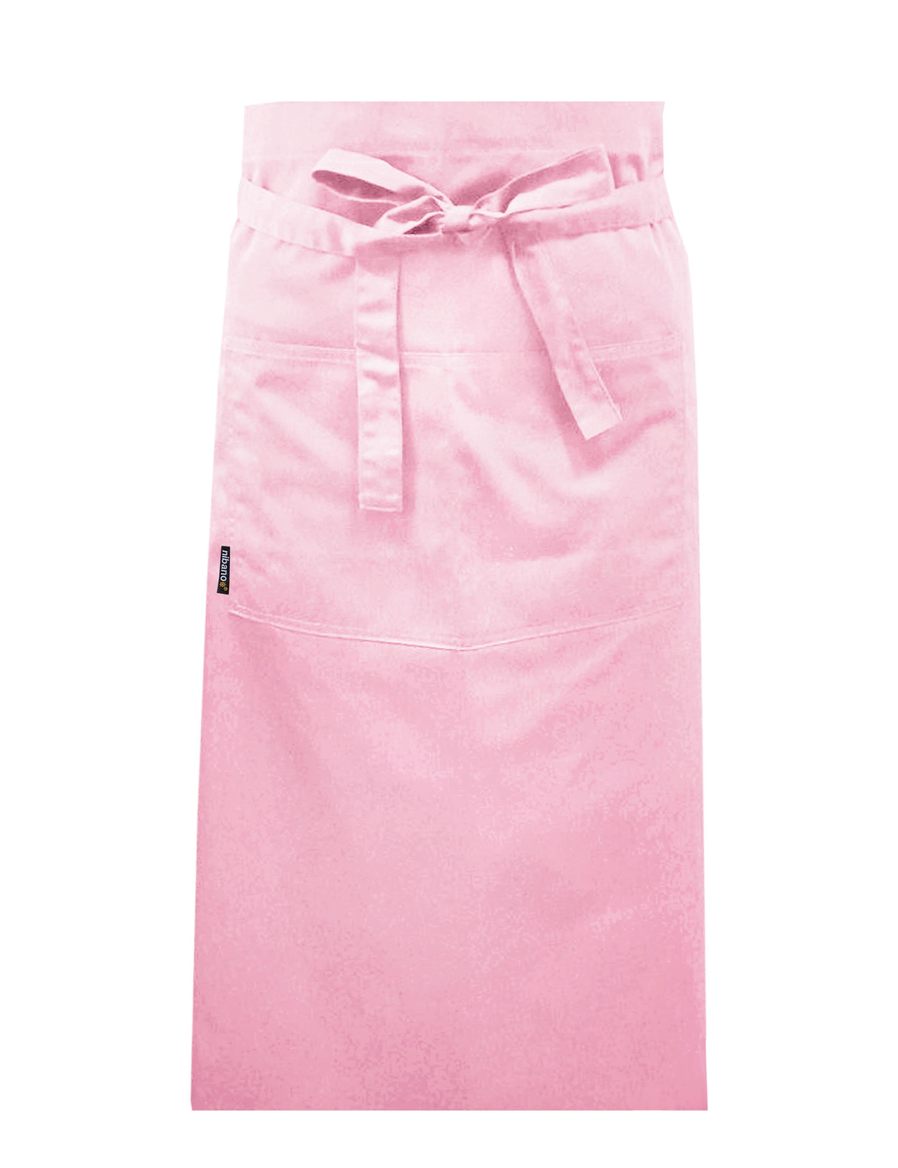 Nibano Long Waist Apron with pockets Pink