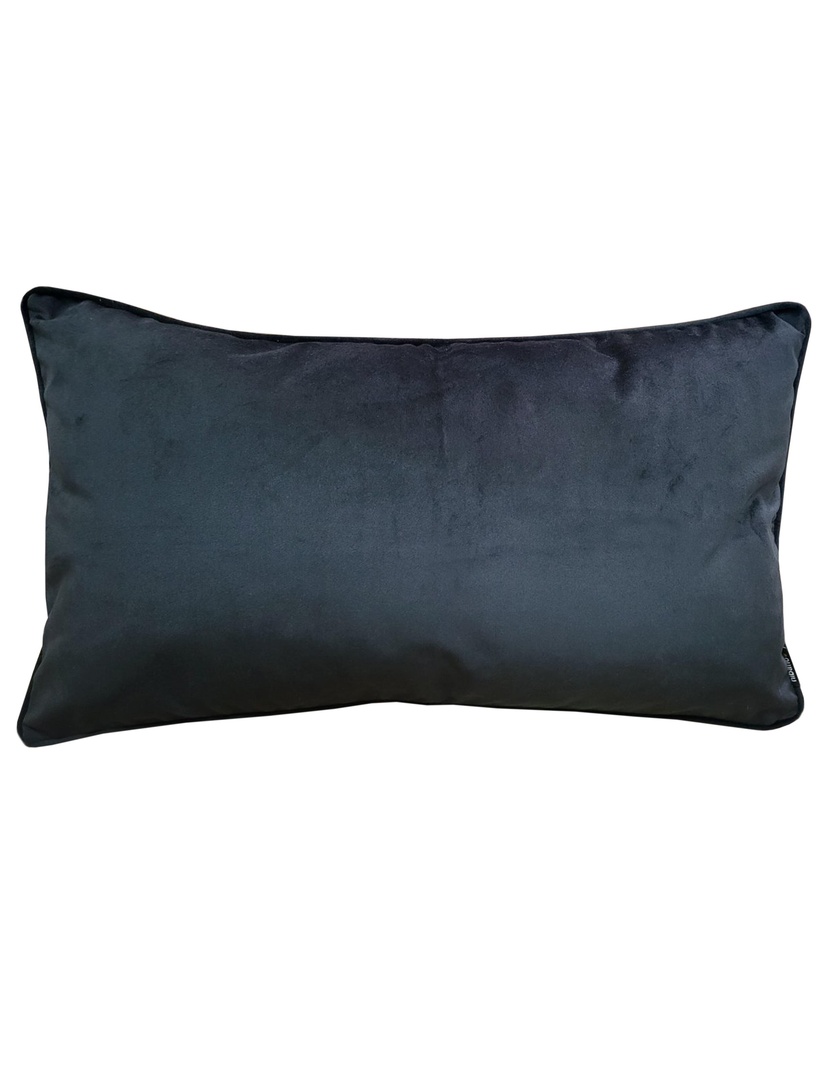 Rectangular Velvet Cushion with piping Black