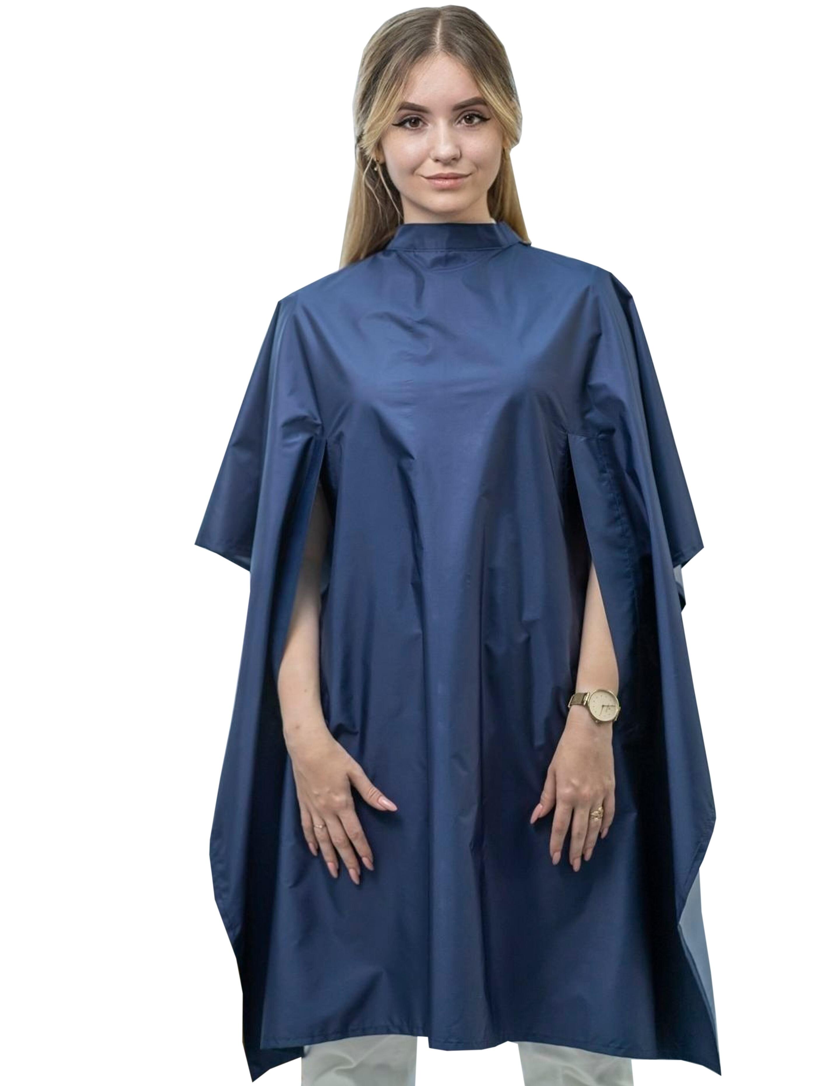 Waterproof  salon cape with hand slits Navy