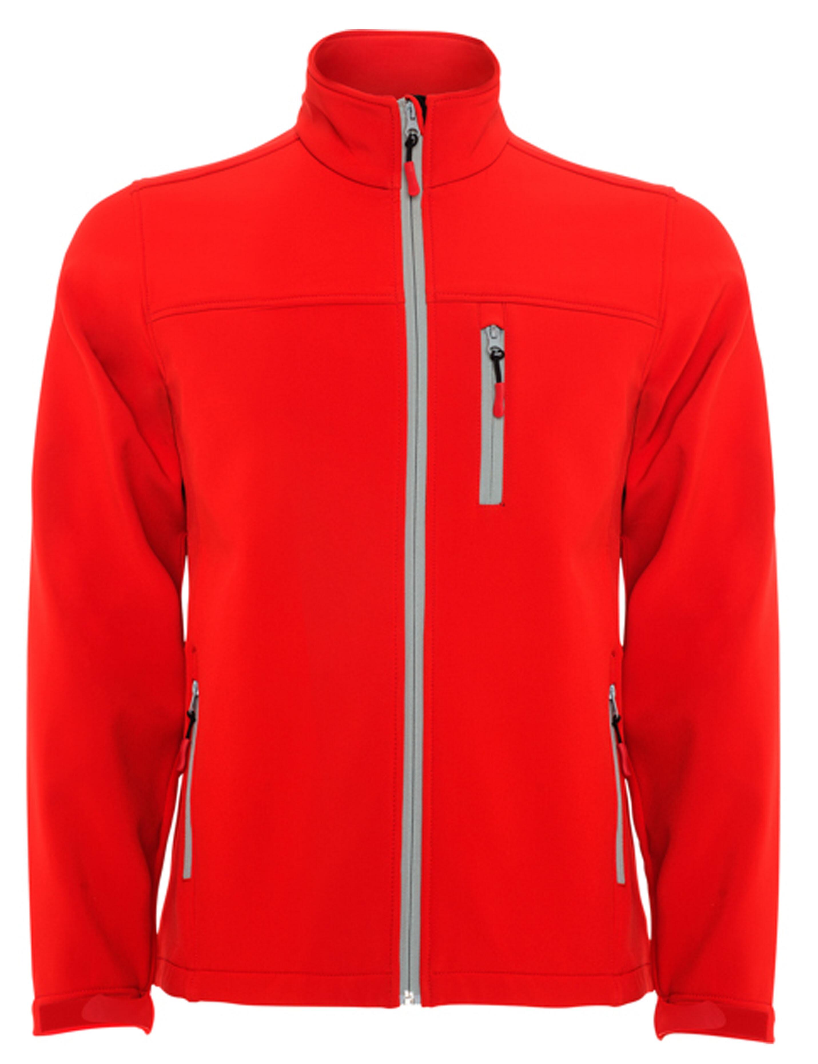 Red softshell jacket with clean, modern design