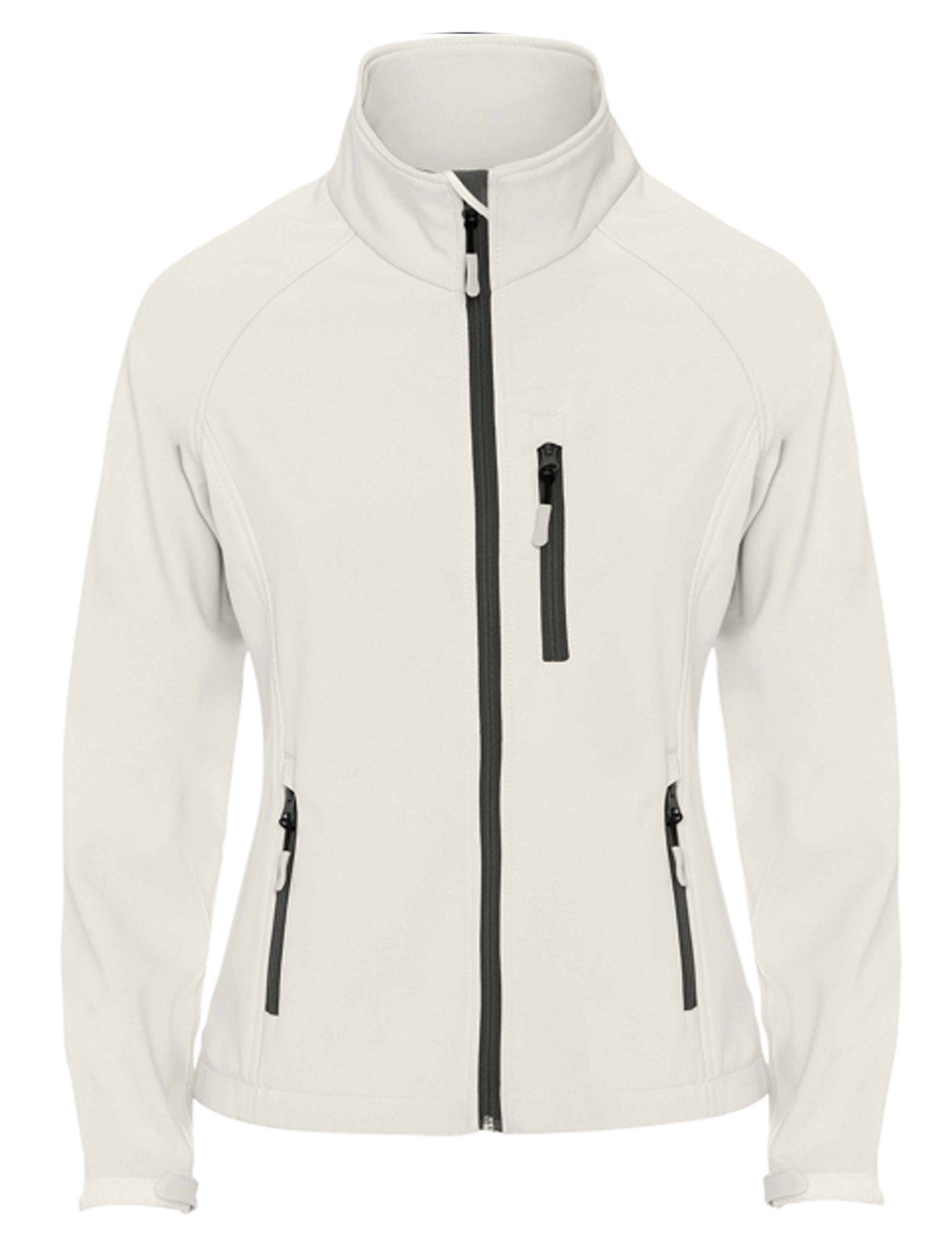 White softshell jacket for women with clean design, ready for personalization