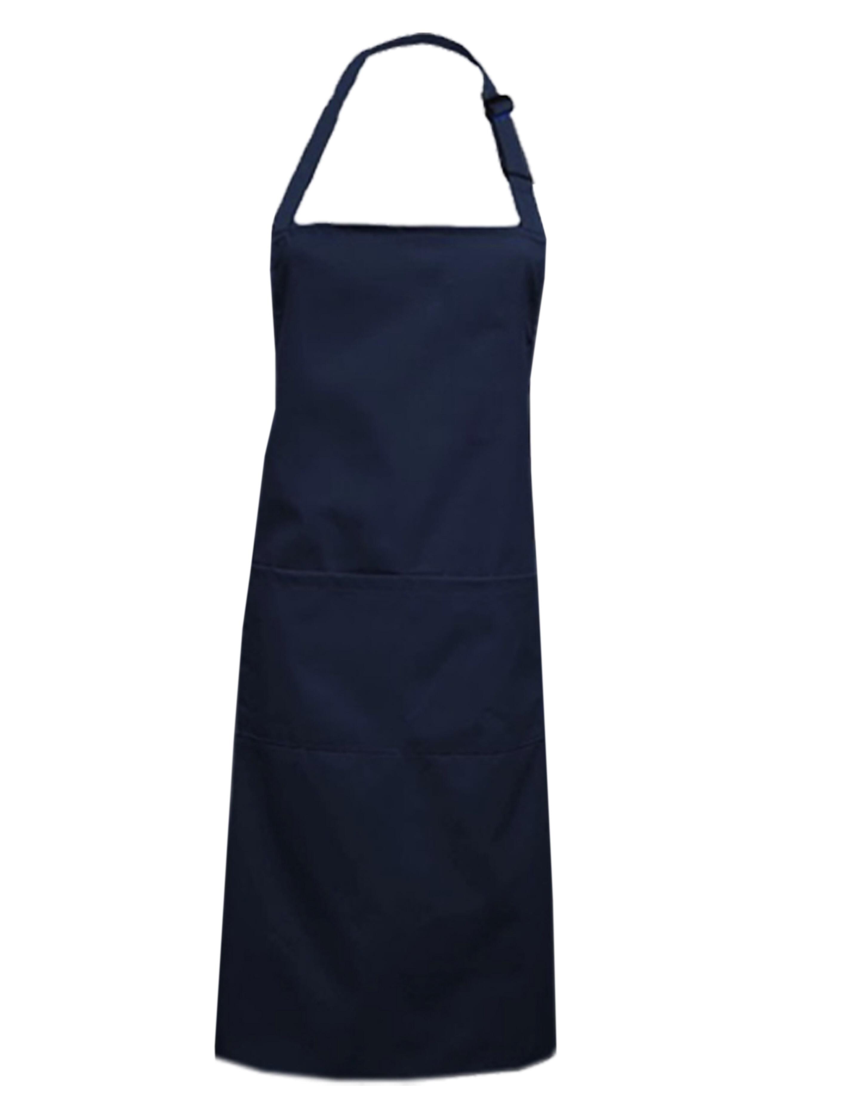 Customizable Navy bib apron in plus size with logo print or embroidery