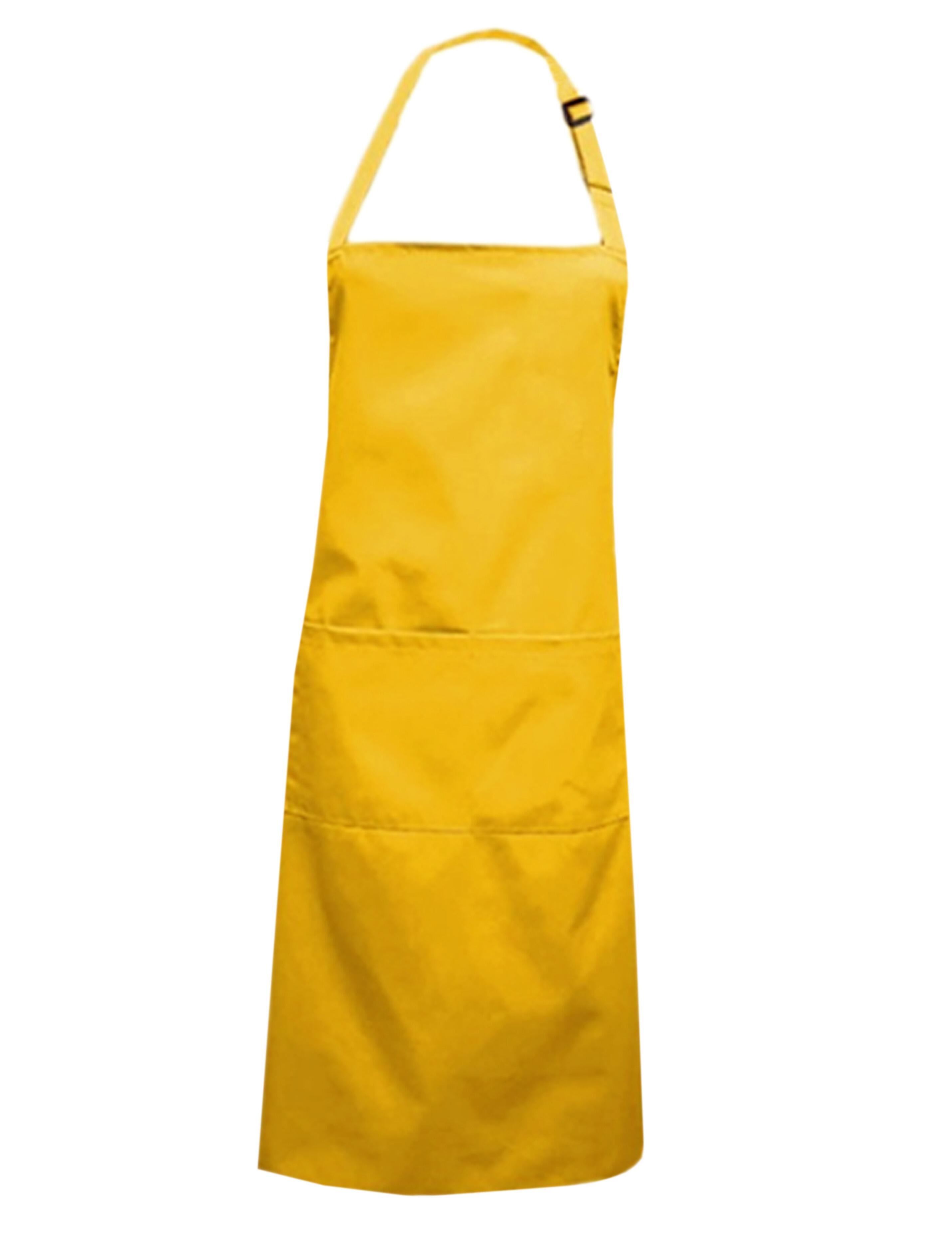 Plain Yellow bib apron in plus size for chefs, baristas, and stylists