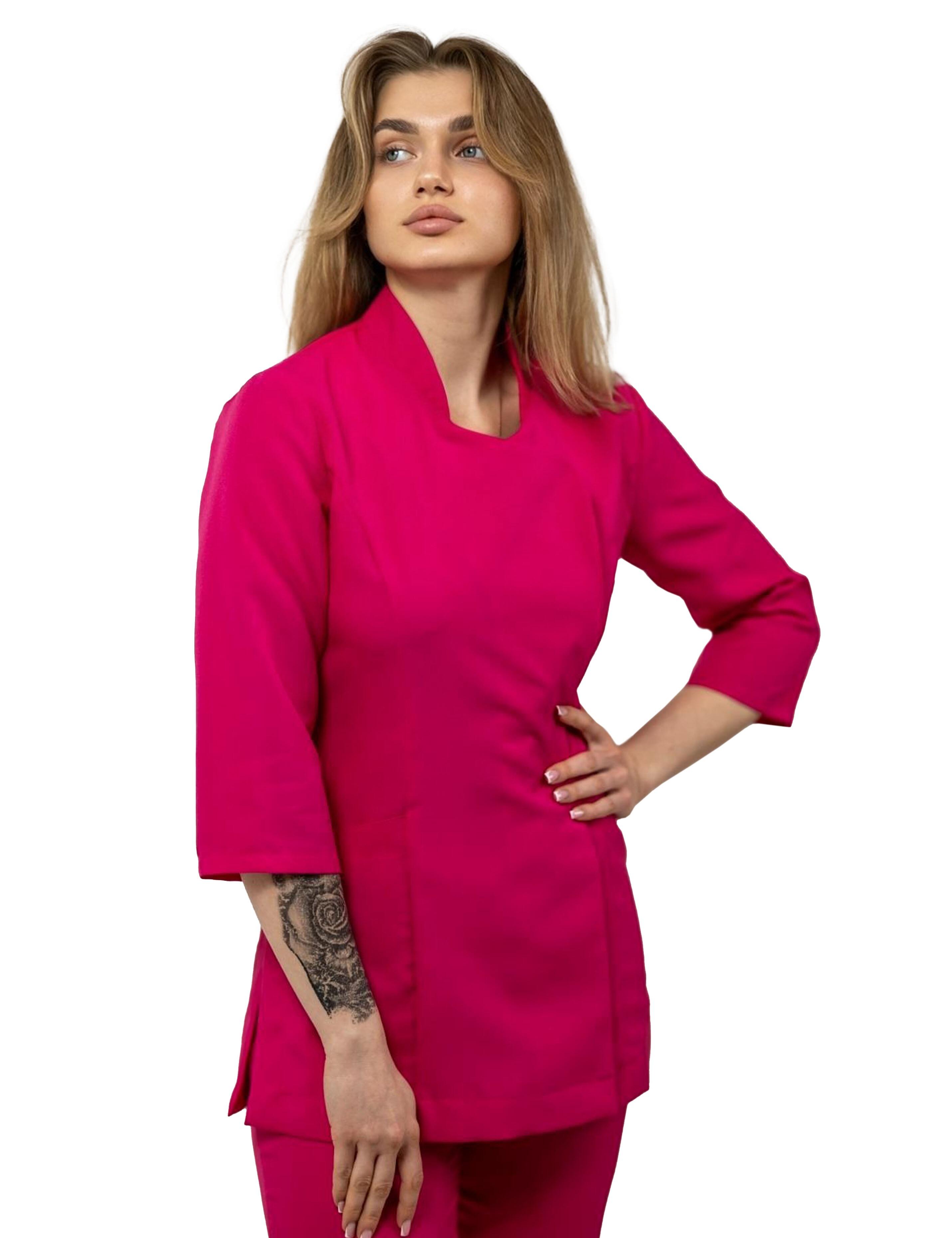 Custom ladies Quarter Sleeve Beauty Tunic Hot Pink
