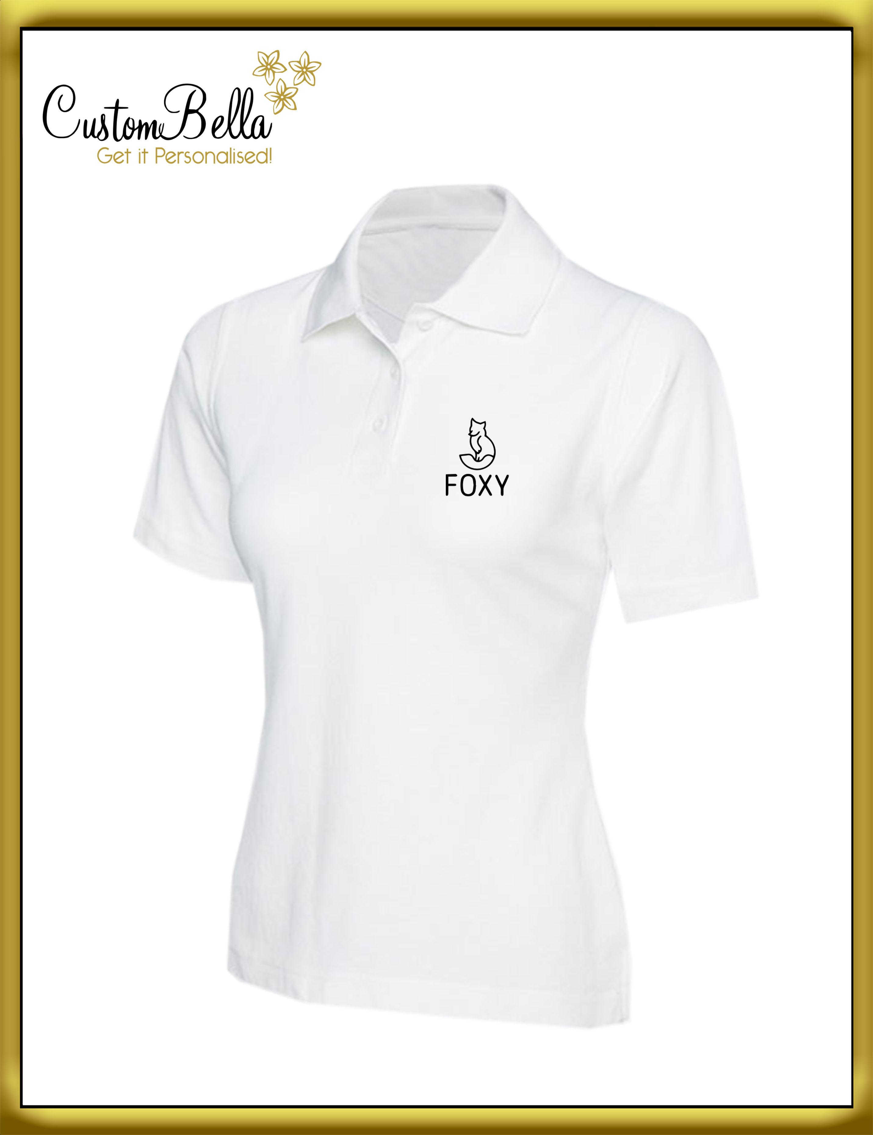 Personalised Printed women's polo shirt white