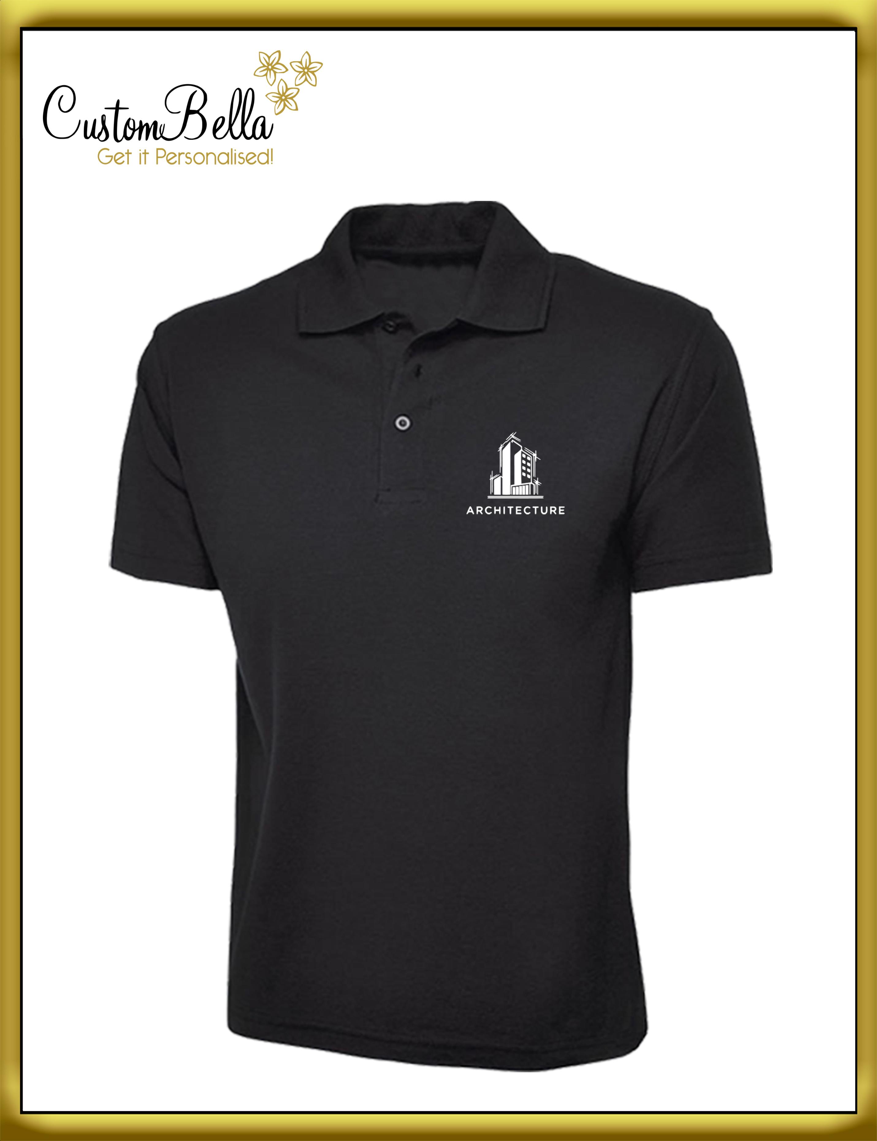 Personalised Plus Size Printed Polo Shirt black